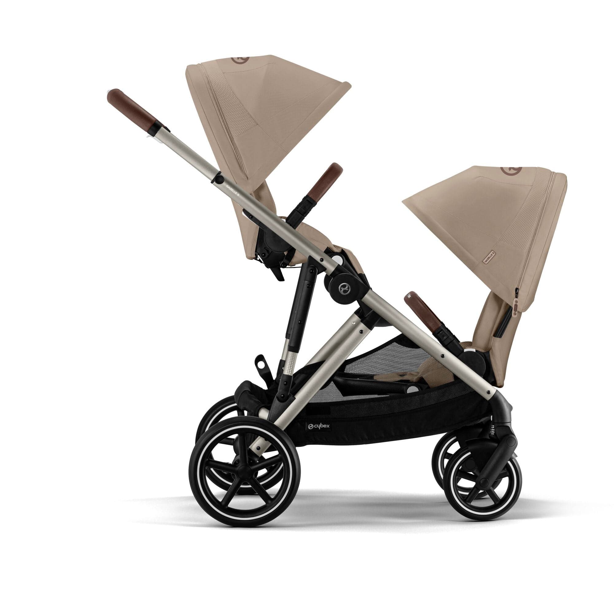 Cybex double buggies Cybex Gazelle S Twin Essential Pushchair Bundle - Almond Beige