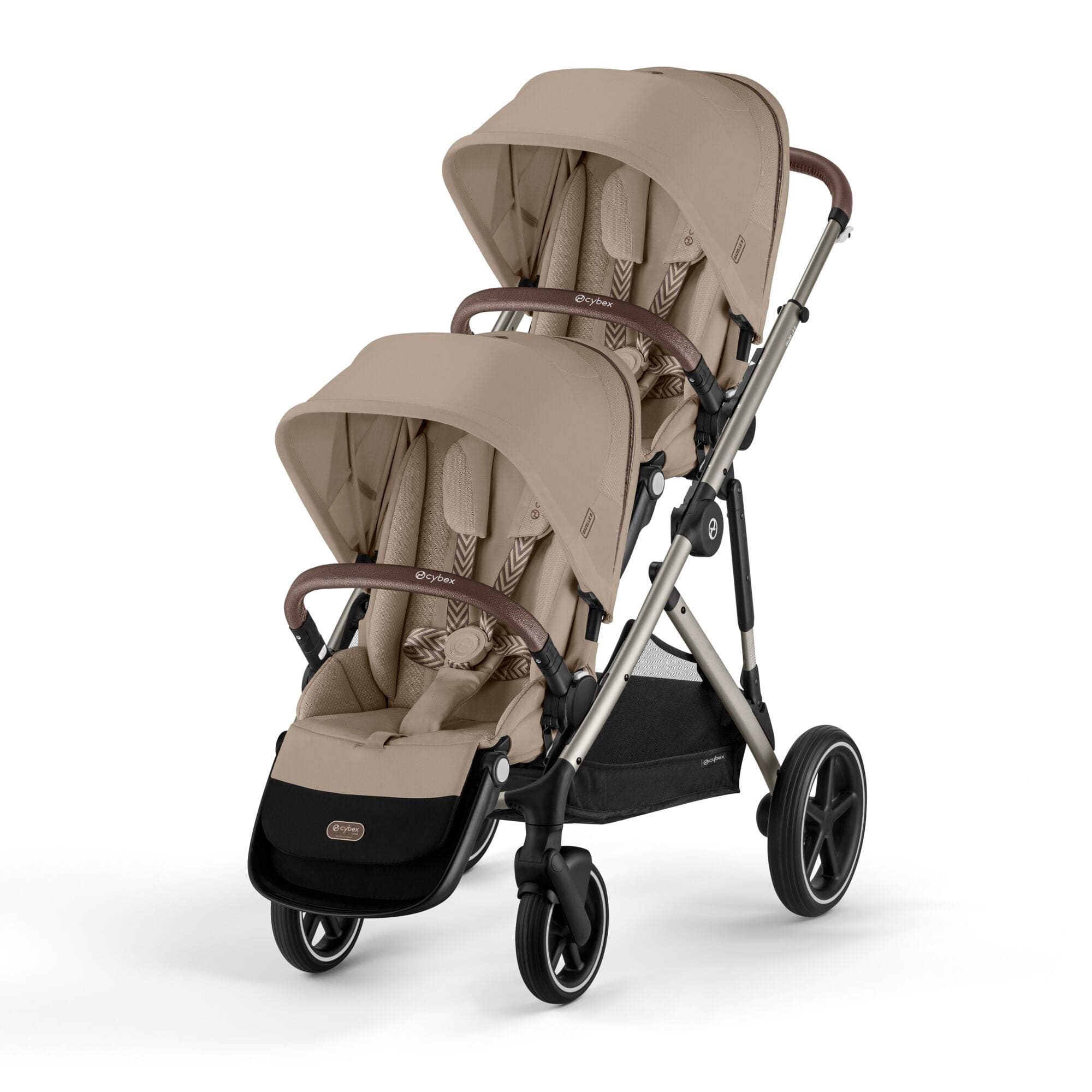 Cybex double buggies Cybex Gazelle S Twin Essential Pushchair Bundle - Almond Beige