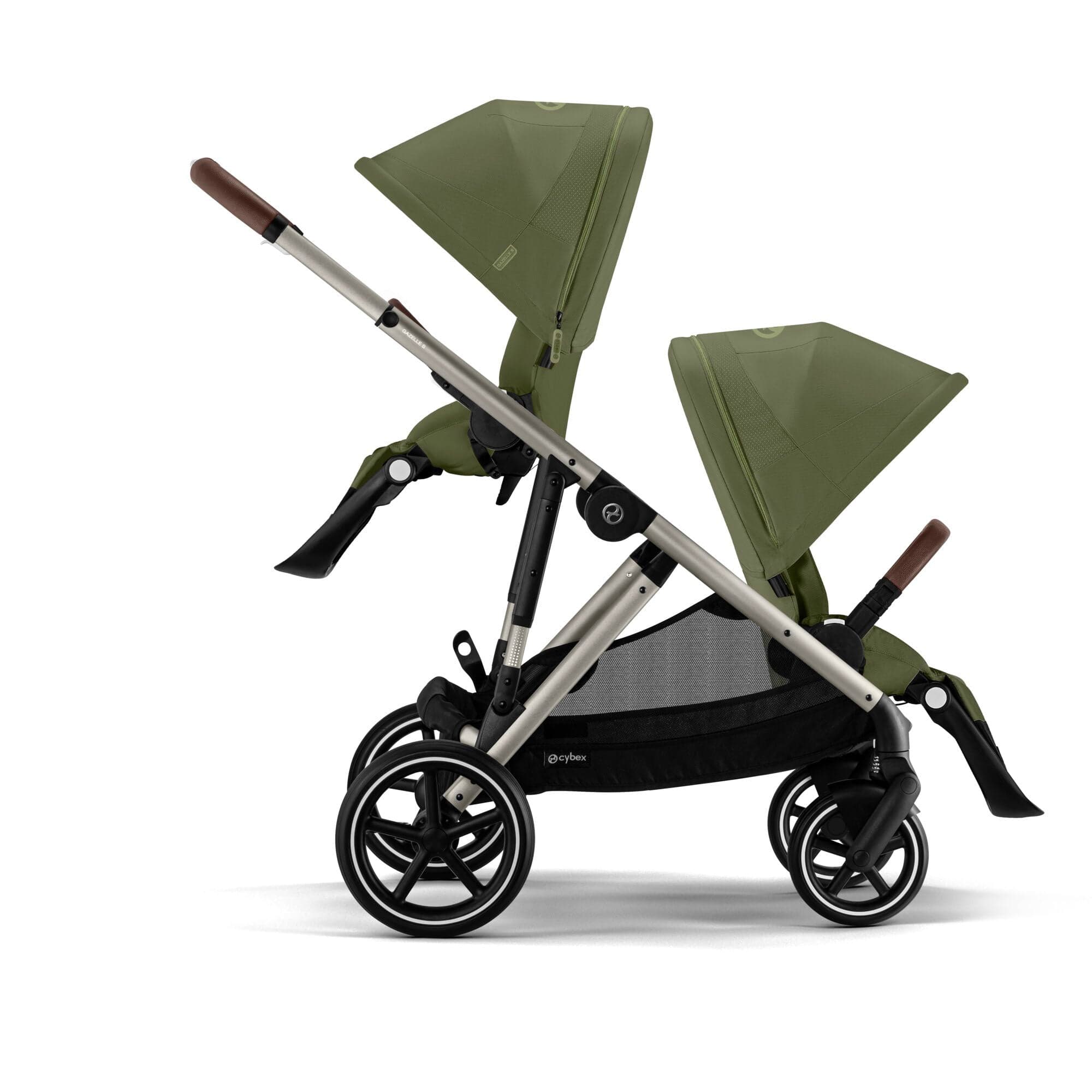 Cybex double buggies Cybex Gazelle S Twin Essential Pushchair Bundle - Moss Green