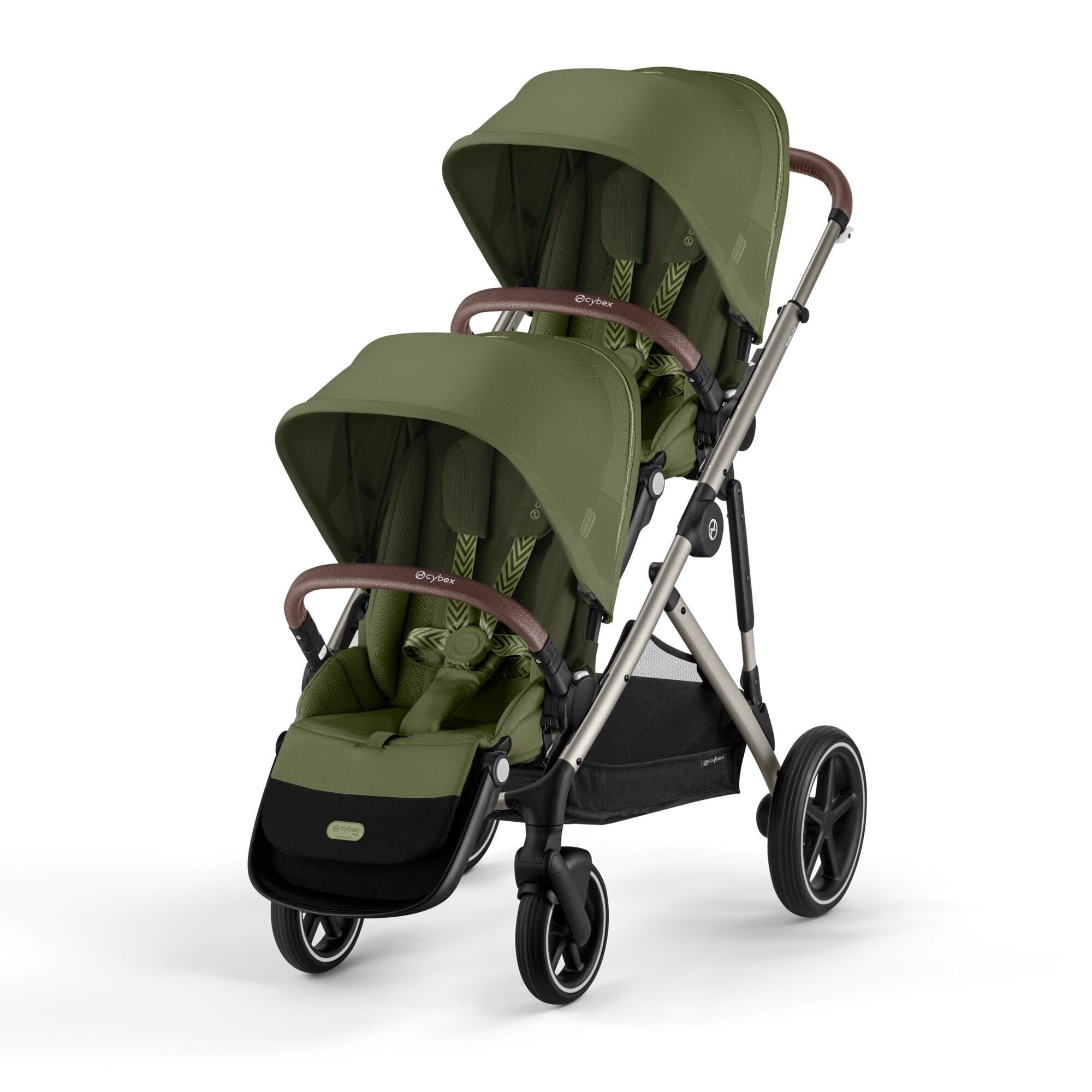 Cybex double buggies Cybex Gazelle S Twin Essential Pushchair Bundle - Moss Green