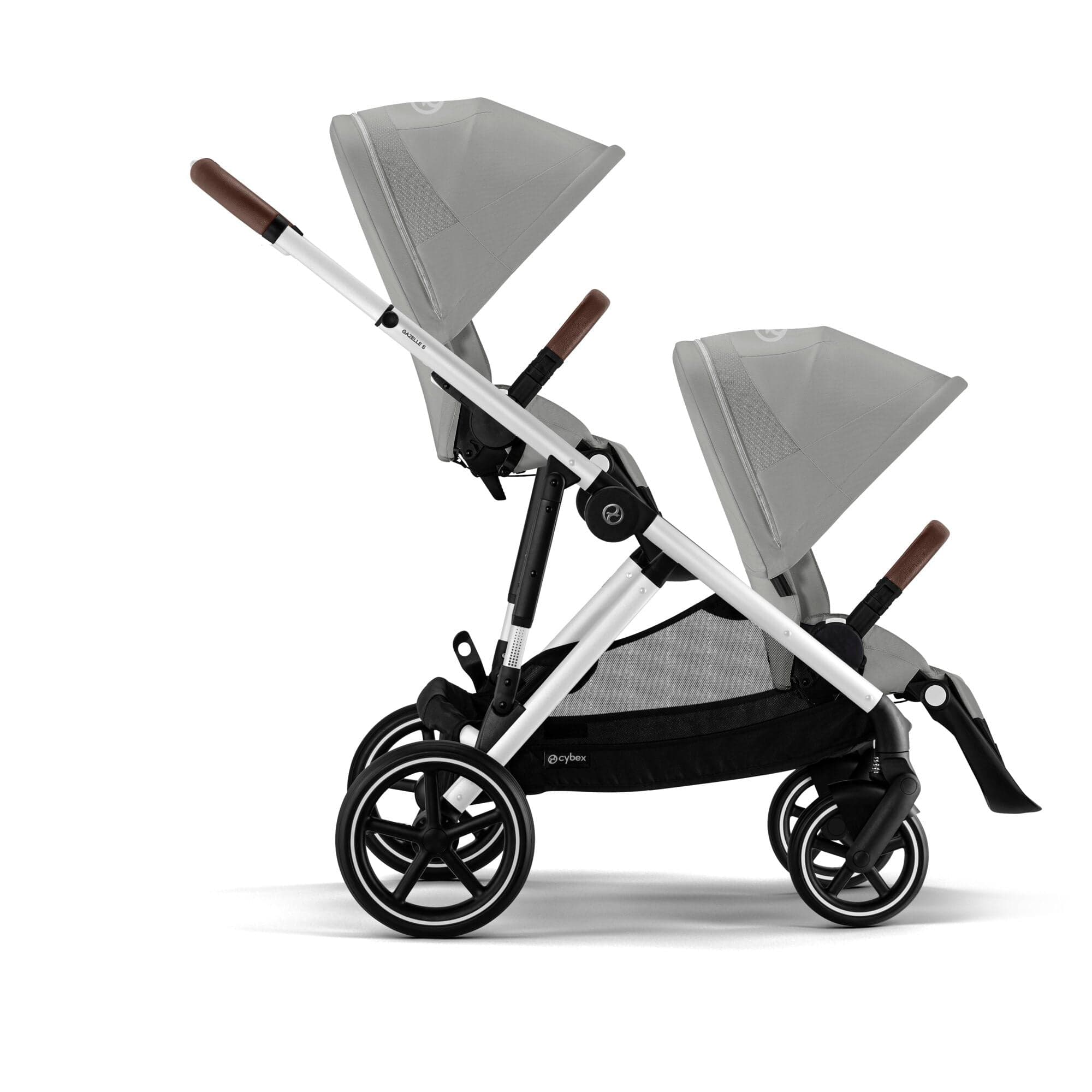 Cybex double buggies Cybex Gazelle S Twin Essential Pushchair Bundle - Stone Grey