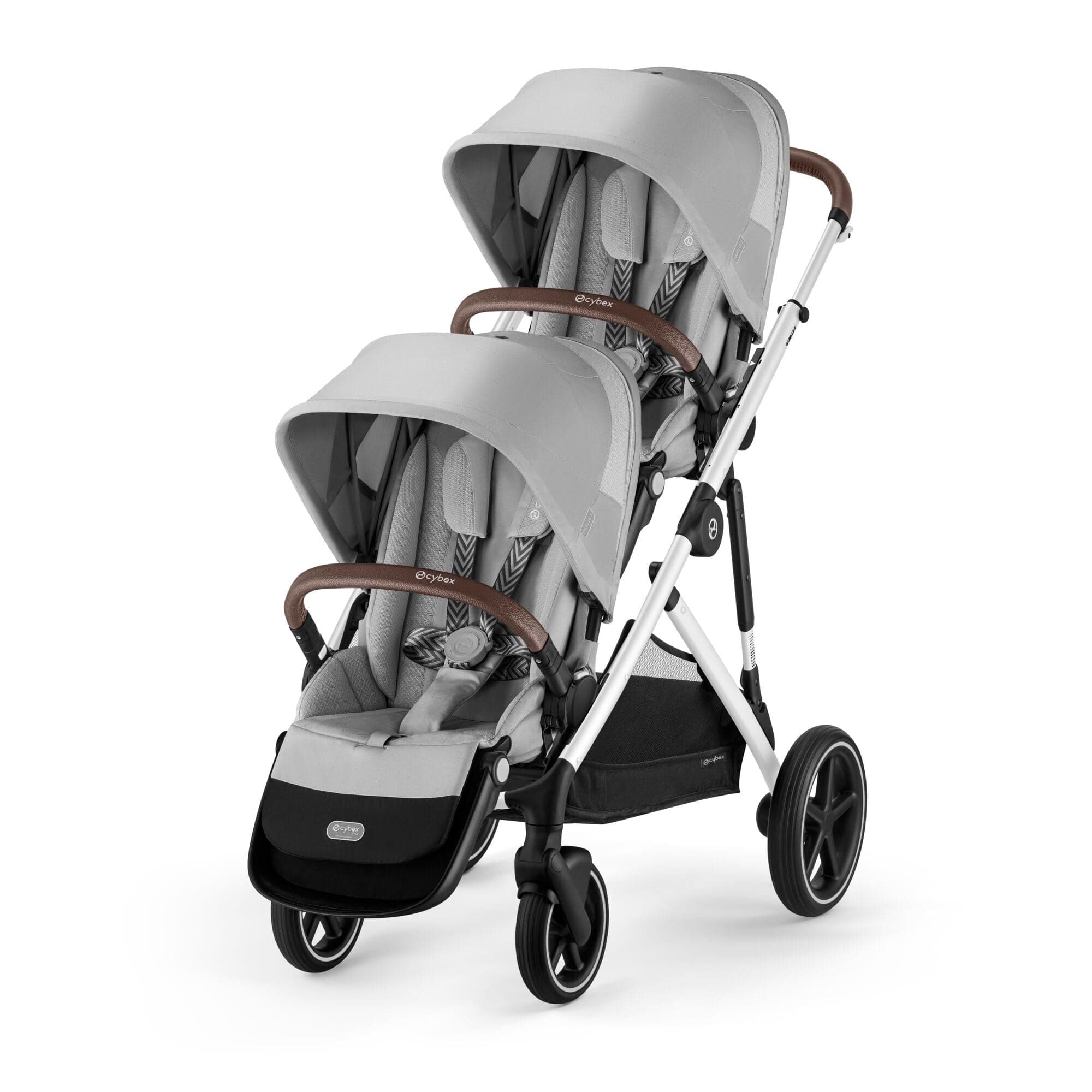 Cybex double buggies Cybex Gazelle S Twin Essential Pushchair Bundle - Stone Grey
