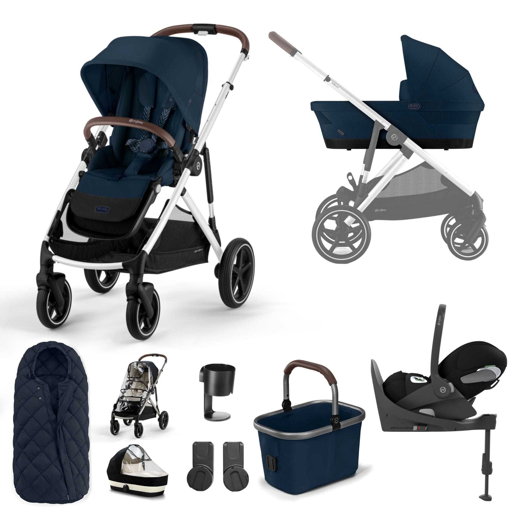 Cybex travel systems Cybex Gazelle S Luxury Bundle - Silver/Ocean Blue 12775-SLV-OCE-BLU