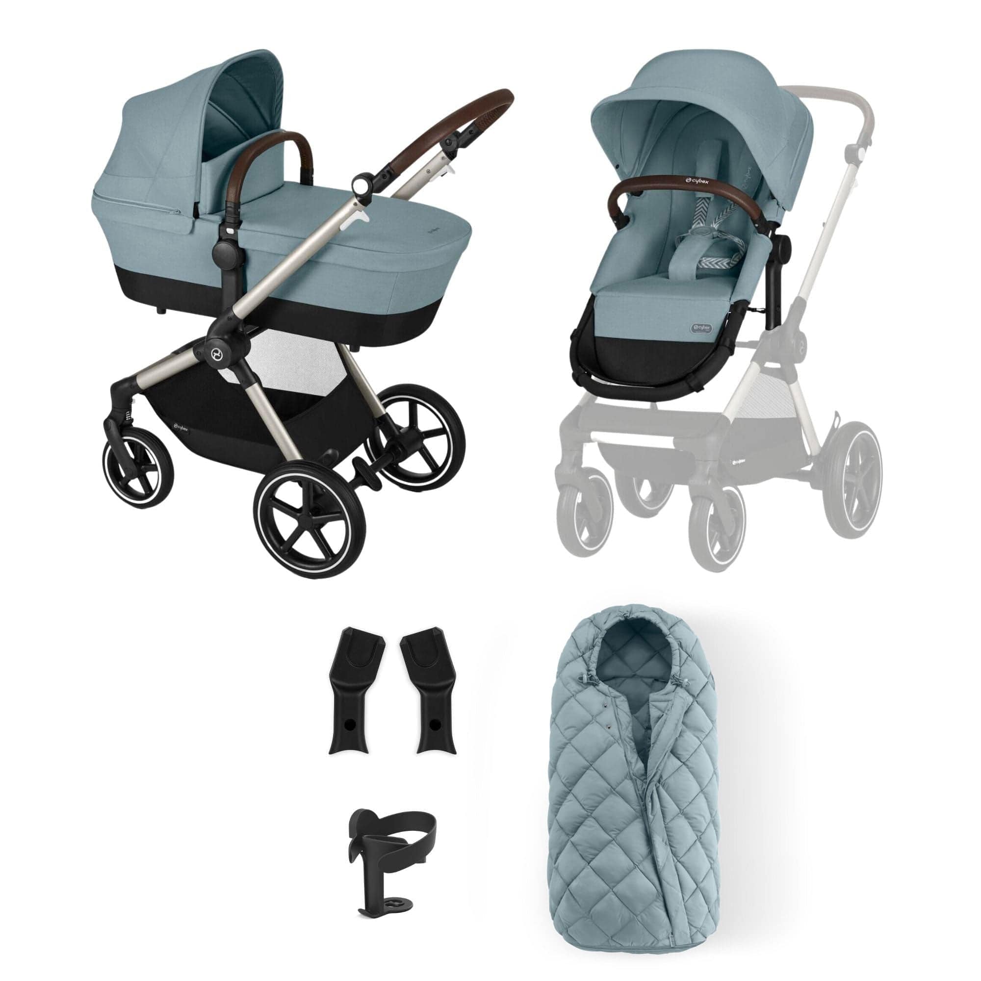Cybex travel systems Cybex Eos Lux Essentials 7 Piece Bundle - Sky Blue 14527-TPE-SKY-BLU