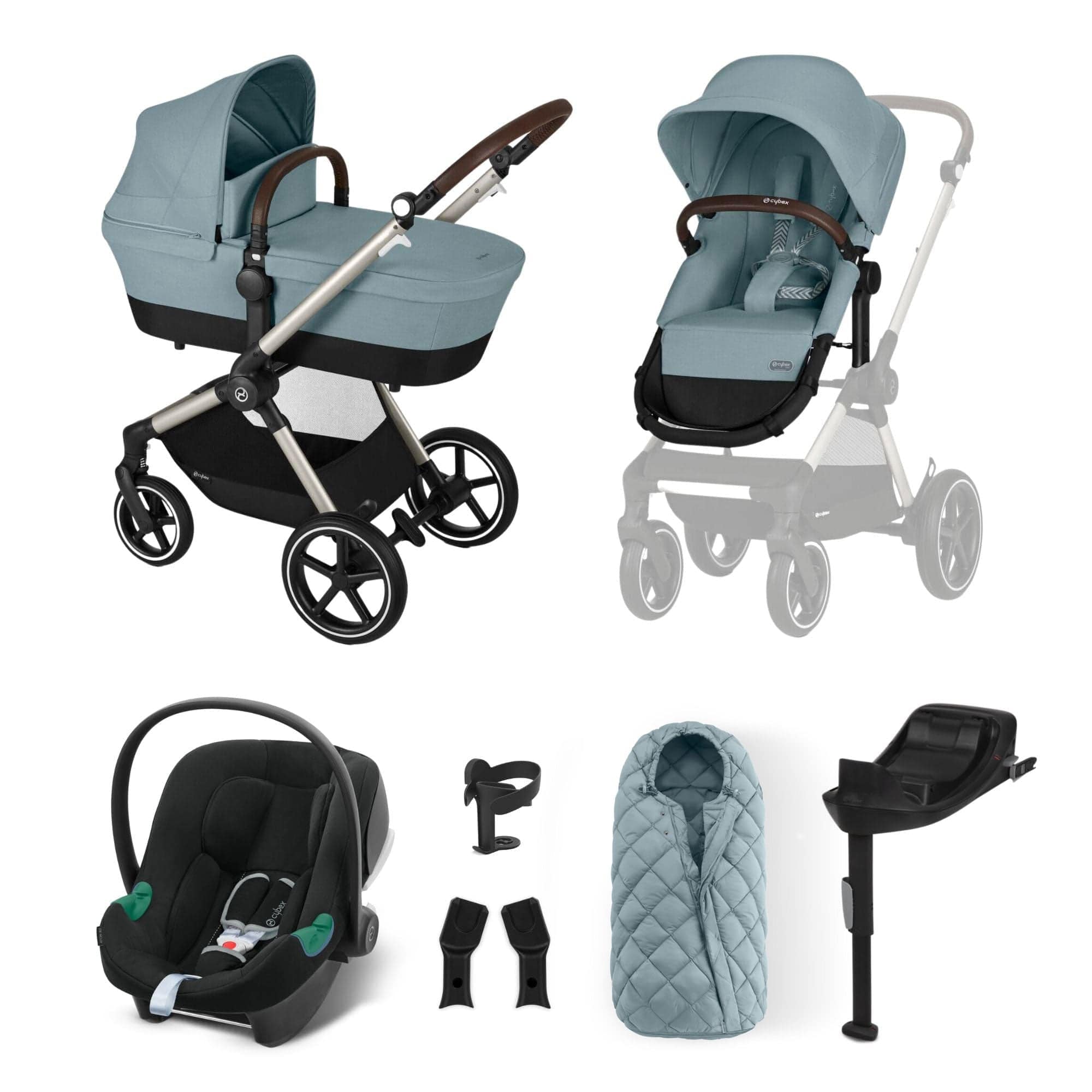 Cybex travel systems Cybex Eos Lux Comfort 9 Piece Bundle - Sky Blue 14532-TPE-SKY-BLU