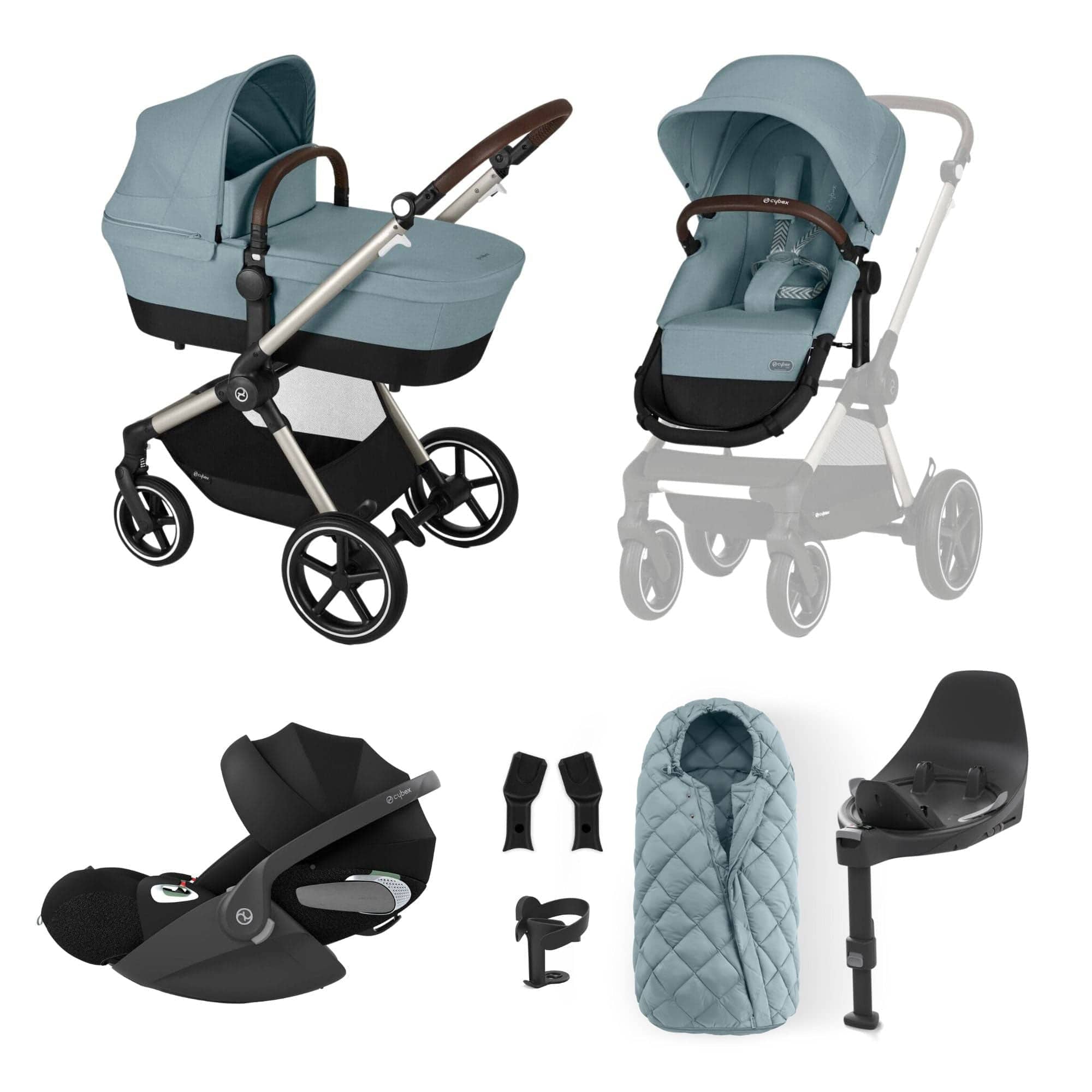 Cybex travel systems Cybex Eos Lux Luxury 9 Piece Bundle - Sky Blue 14536-TPE-SKY-BLU