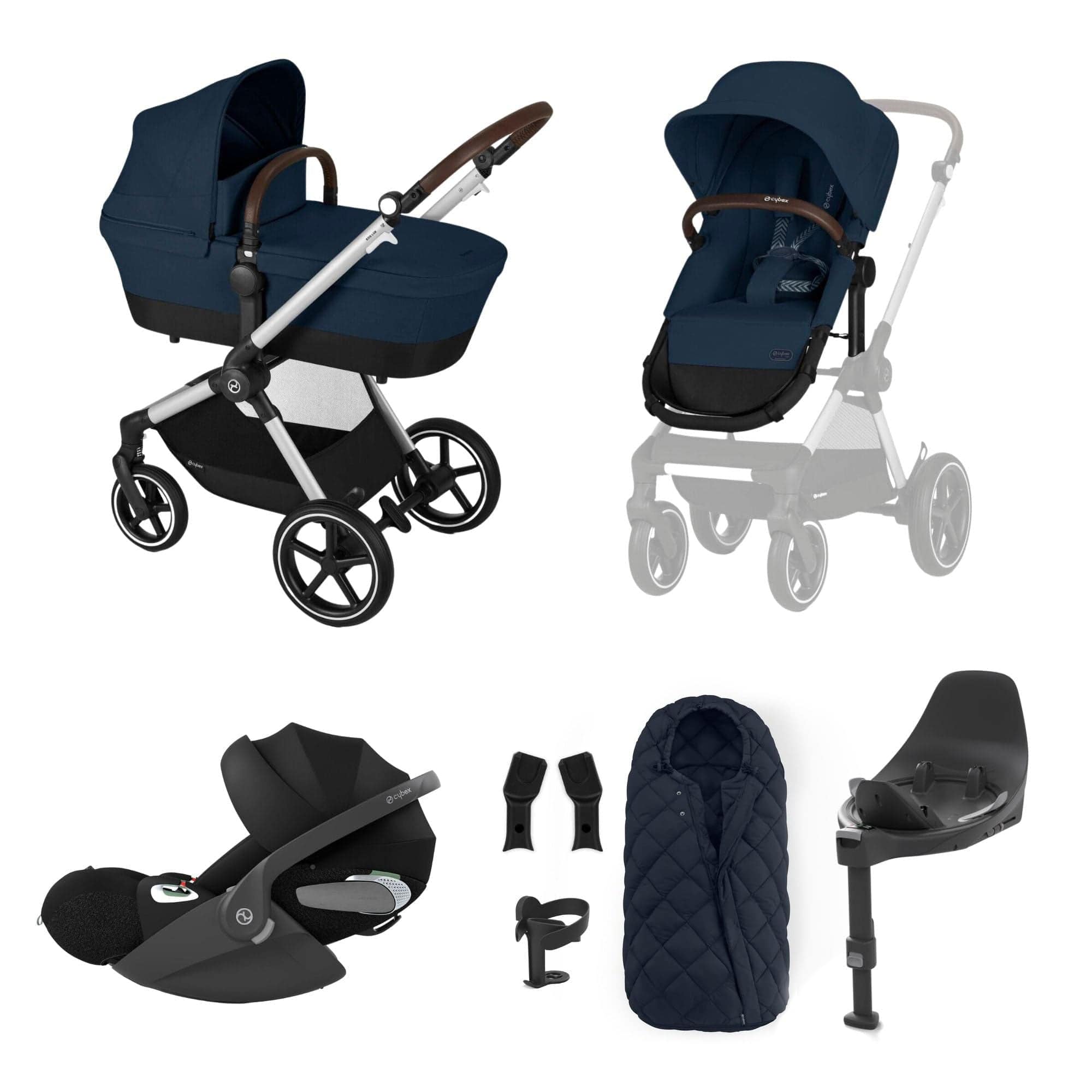 Cybex travel systems Cybex Eos Lux Luxury 9 Piece Bundle - Ocean Blue 14537-SLV-OCE-BLU