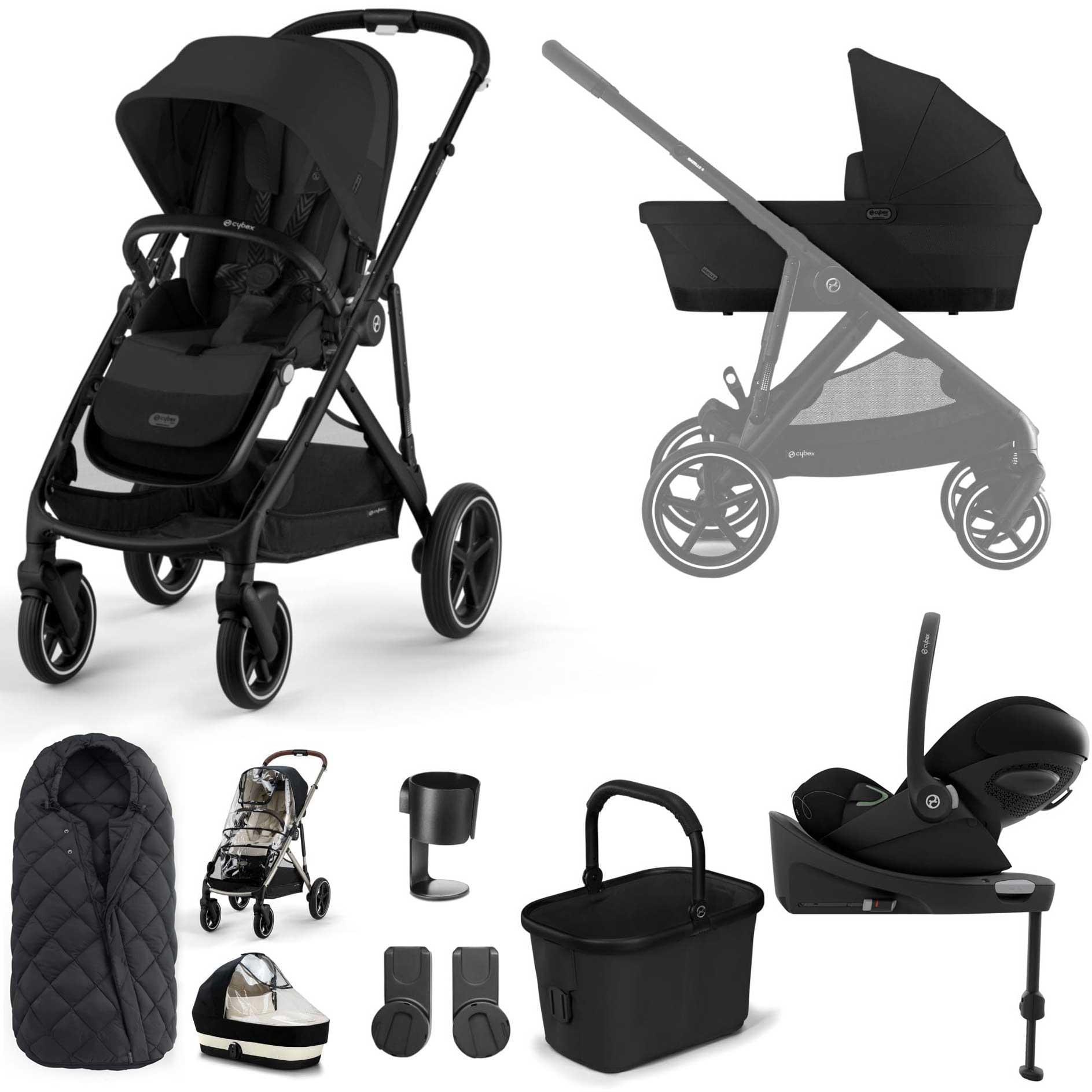 Cybex travel systems Cybex Gazelle S Luxury Bundle - Black/Moon Black 14676-BLK-MOO-BLK