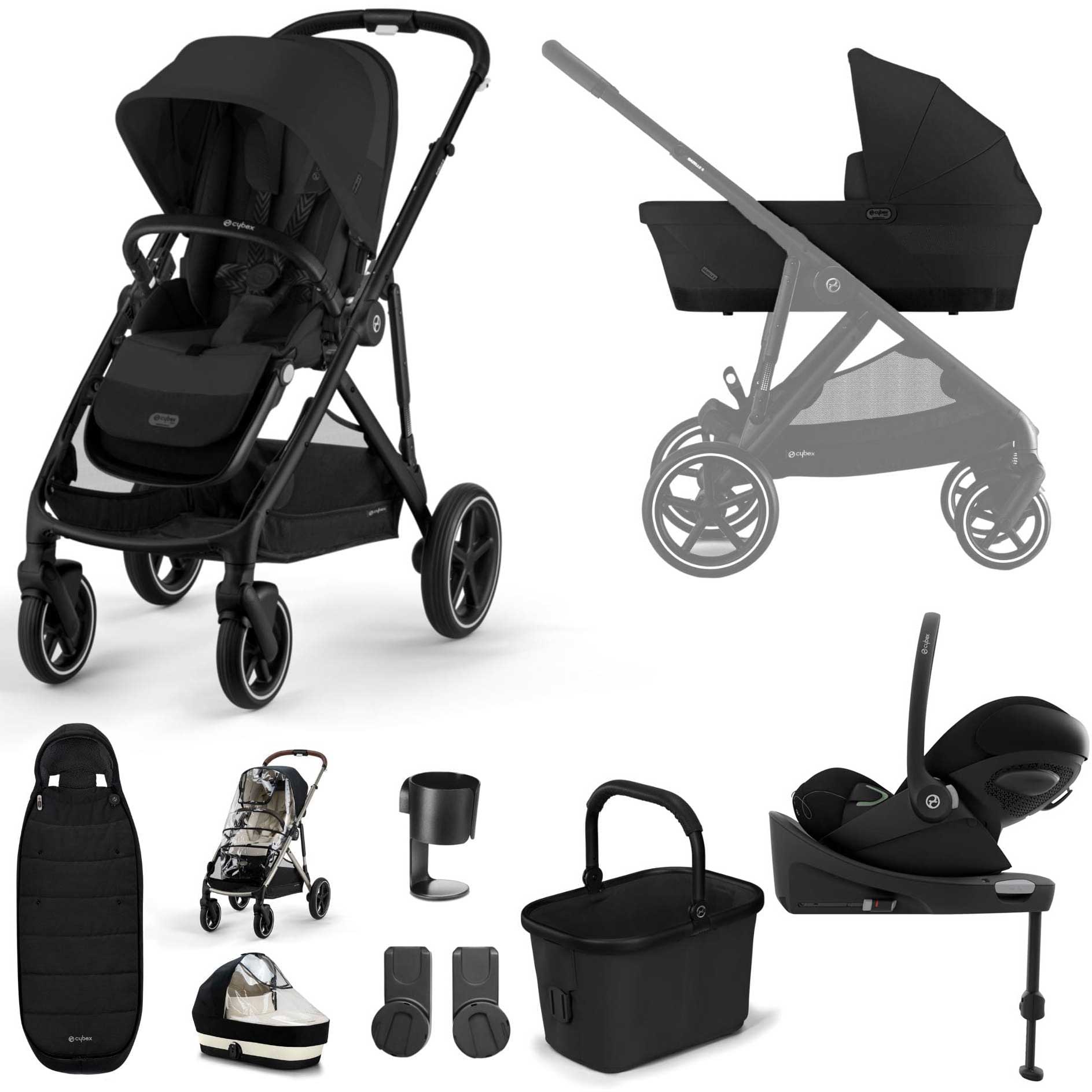 Cybex travel systems Cybex Gazelle S Luxury Bundle - Black/Moon Black 14681-BLK-MOO-BLK