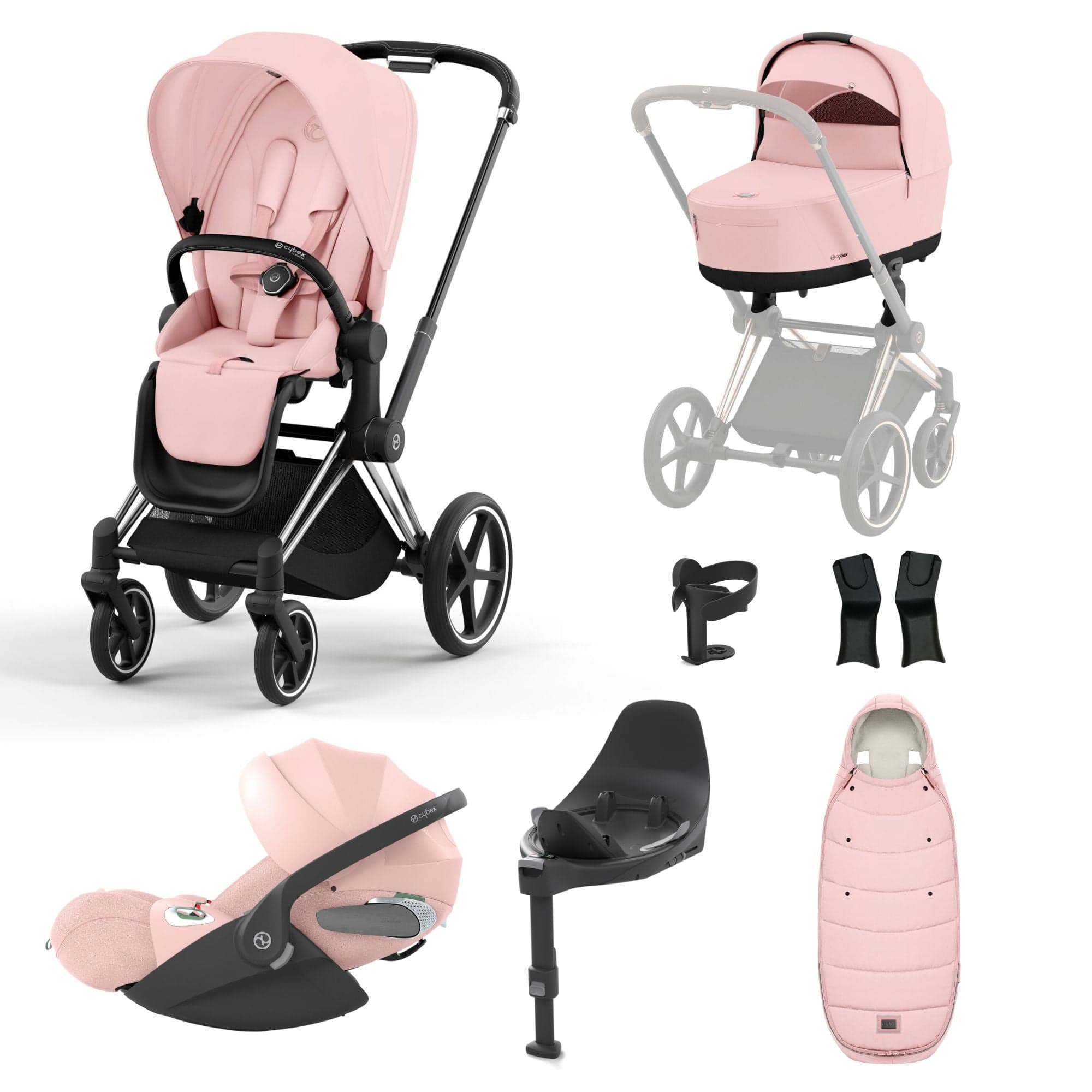 Cybex Travel Systems Cybex Priam Cloud T Travel System - Peach Pink 16708-CH-BLK-PNK-1