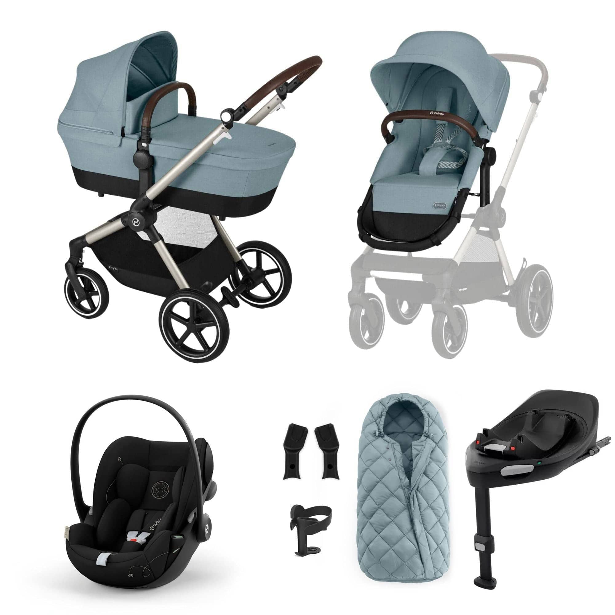 Cybex travel systems Cybex Eos Lux Luxury 9 Piece Bundle - Sky Blue 17119-TPE-SKY-BLU