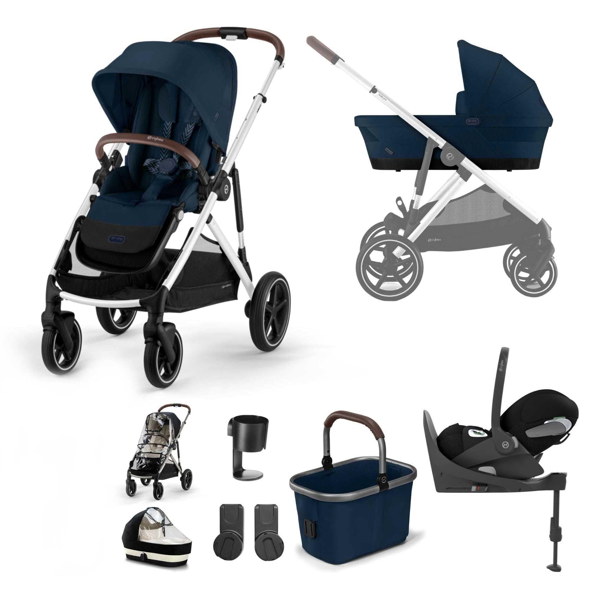 Cybex travel systems Cybex Gazelle S Luxury Bundle - Silver/Ocean Blue