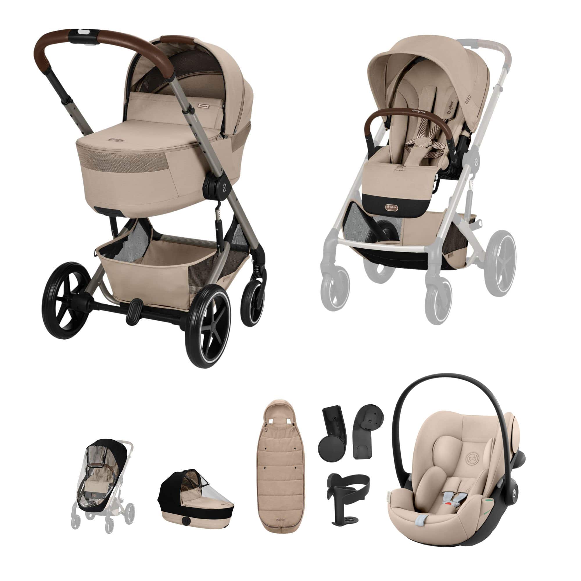 Cybex travel systems Cybex Balios S Lux Foldable Carrycot Travel System - Almond Beige 23033-BAL-TVS-ALM-1