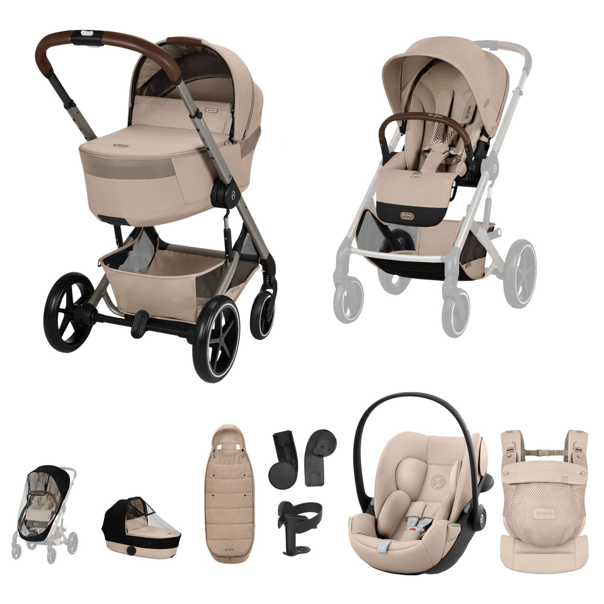 Cybex travel systems Cybex Balios S Lux Foldable Carrycot Travel System - Almond Beige 23033-BAL-TVS-ALM-2