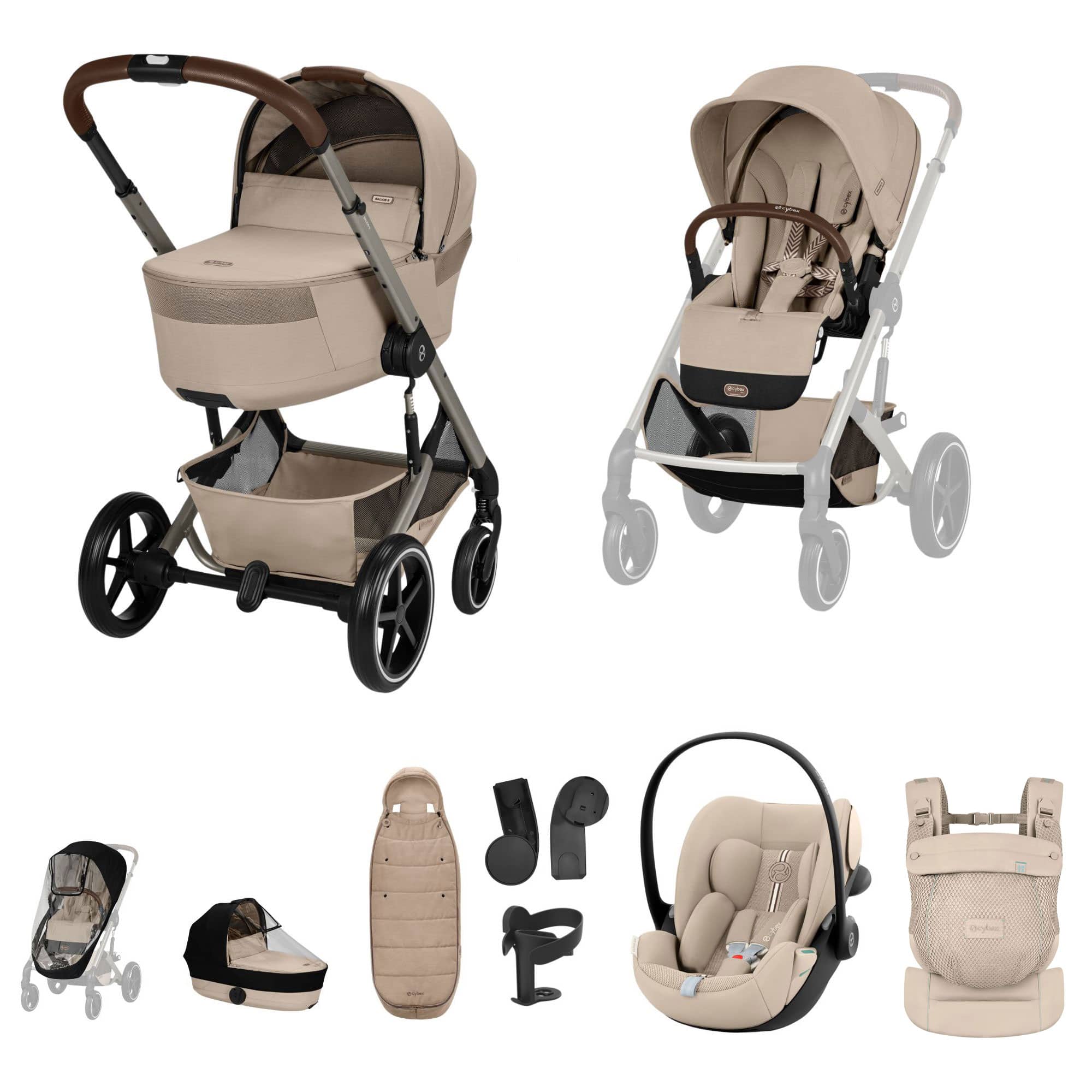 Cybex travel systems Cybex Balios S Lux Foldable Carrycot Travel System - Almond Beige 23033-BAL-TVS-PLUS-ALM-2