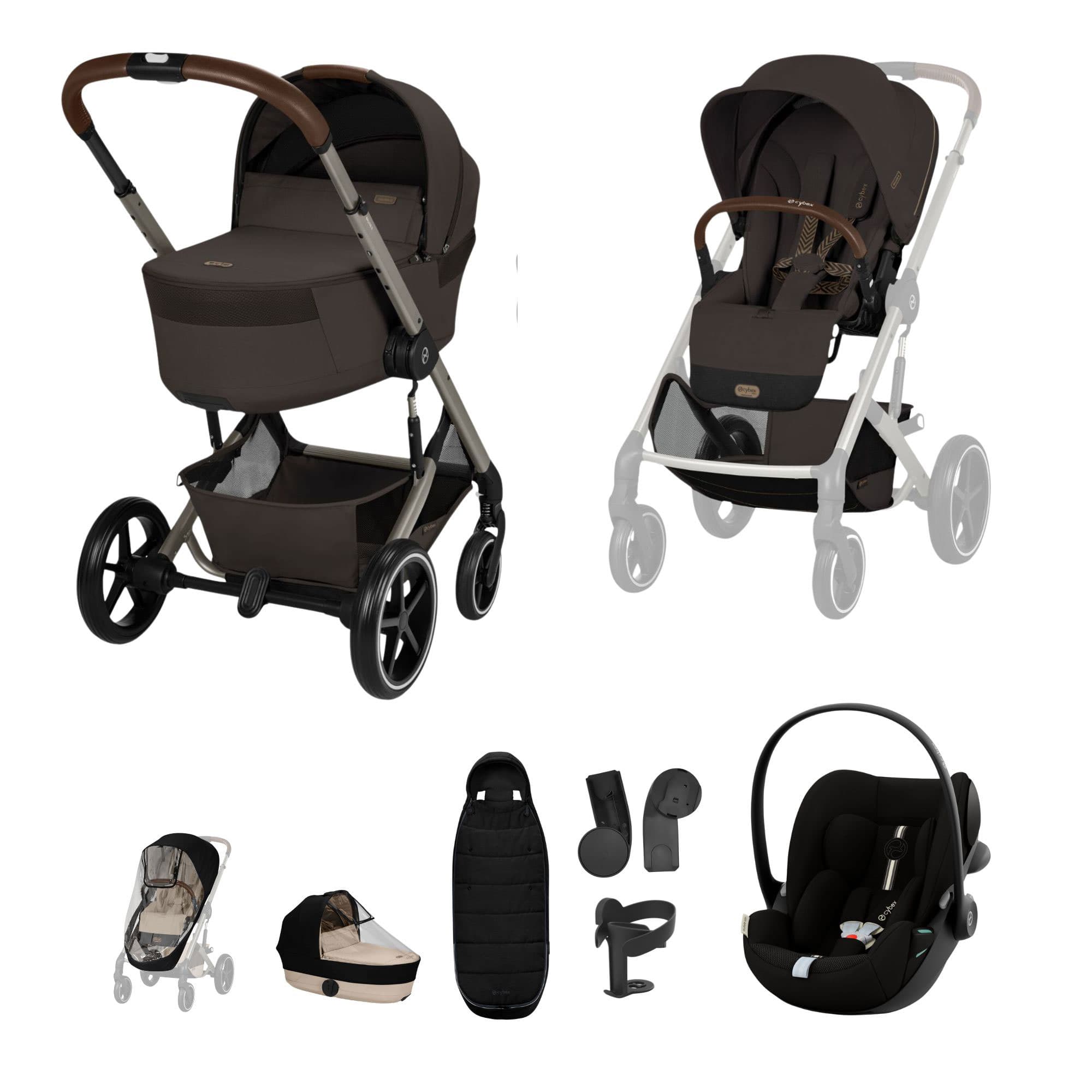 Cybex travel systems Cybex Balios S Lux Foldable Carrycot Travel System - Chocolate Brown 23033-BAL-TVS-CHO-1