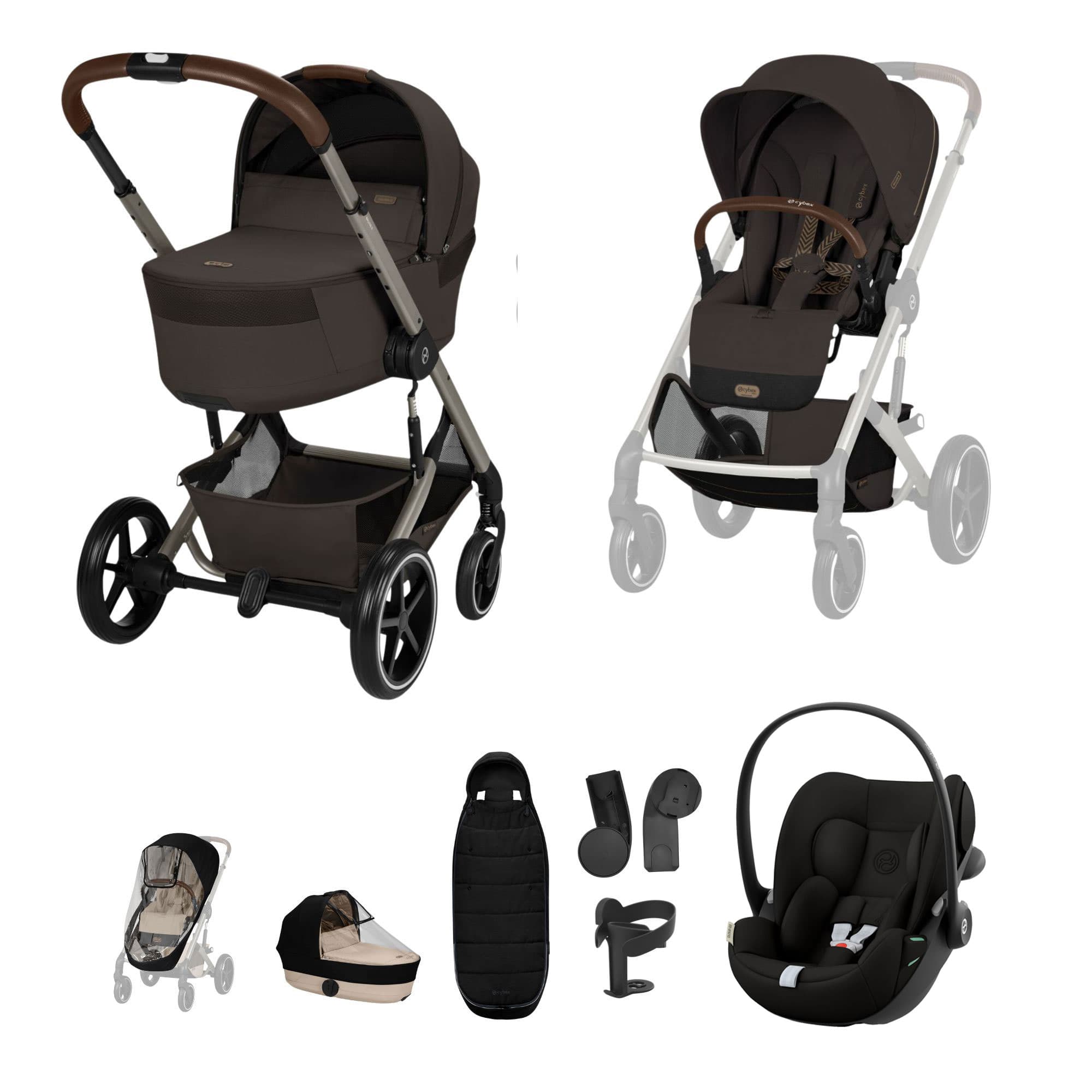 Cybex travel systems Cybex Balios S Lux Foldable Carrycot Travel System - Chocolate Brown 23033-BAL-TVS-PLUS-CHO-1