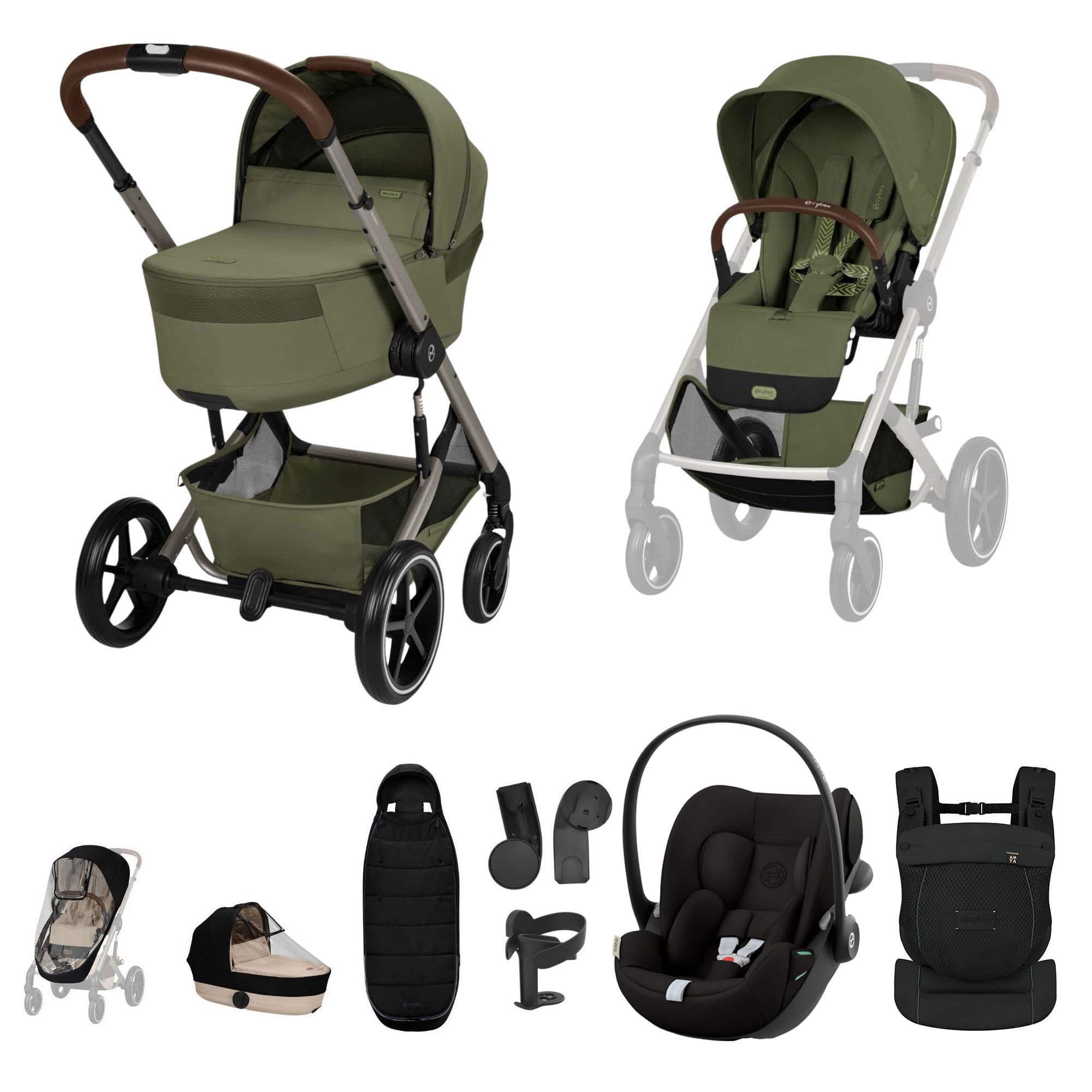 Cybex travel systems Cybex Balios S Lux Foldable Carrycot Travel System - Moss Green 23033-BAL-TVS-MOS-2