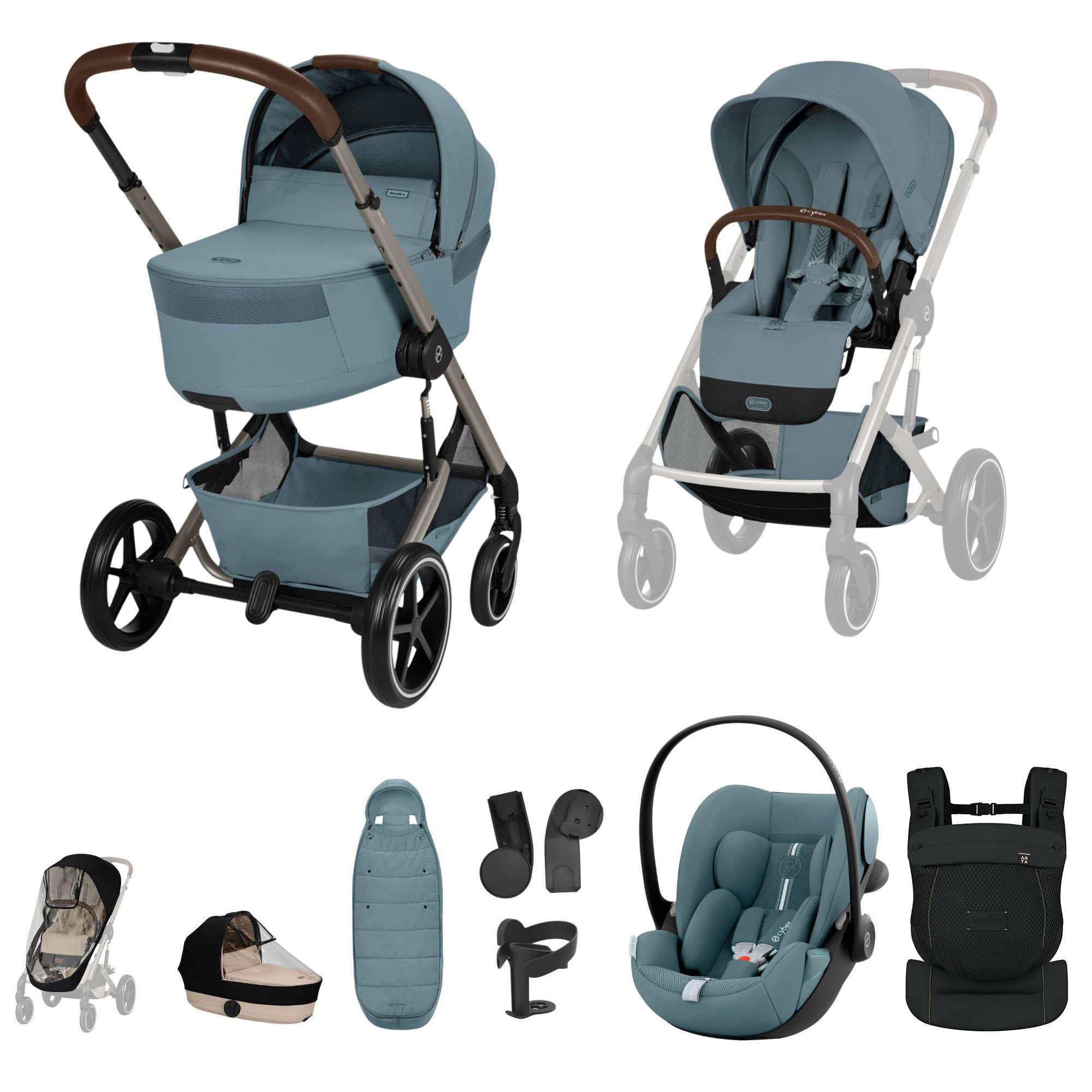 Cybex travel systems Cybex Balios S Lux Foldable Carrycot Travel System - Stormy Blue 23033-BAL-TVS-PLUS-STO-2