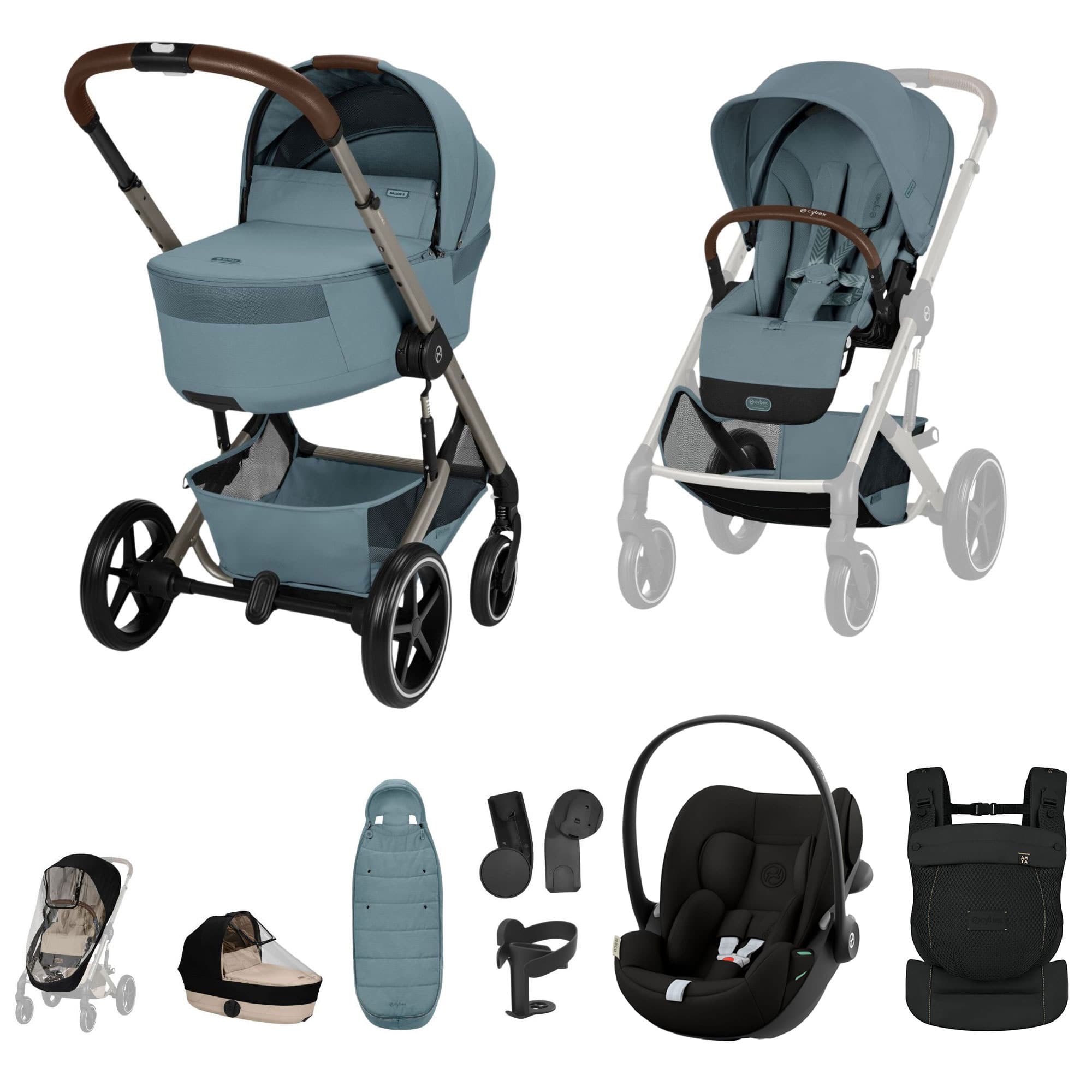 Cybex travel systems Cybex Balios S Lux Foldable Carrycot Travel System - Stormy Blue 23033-BAL-TVS-STO-2