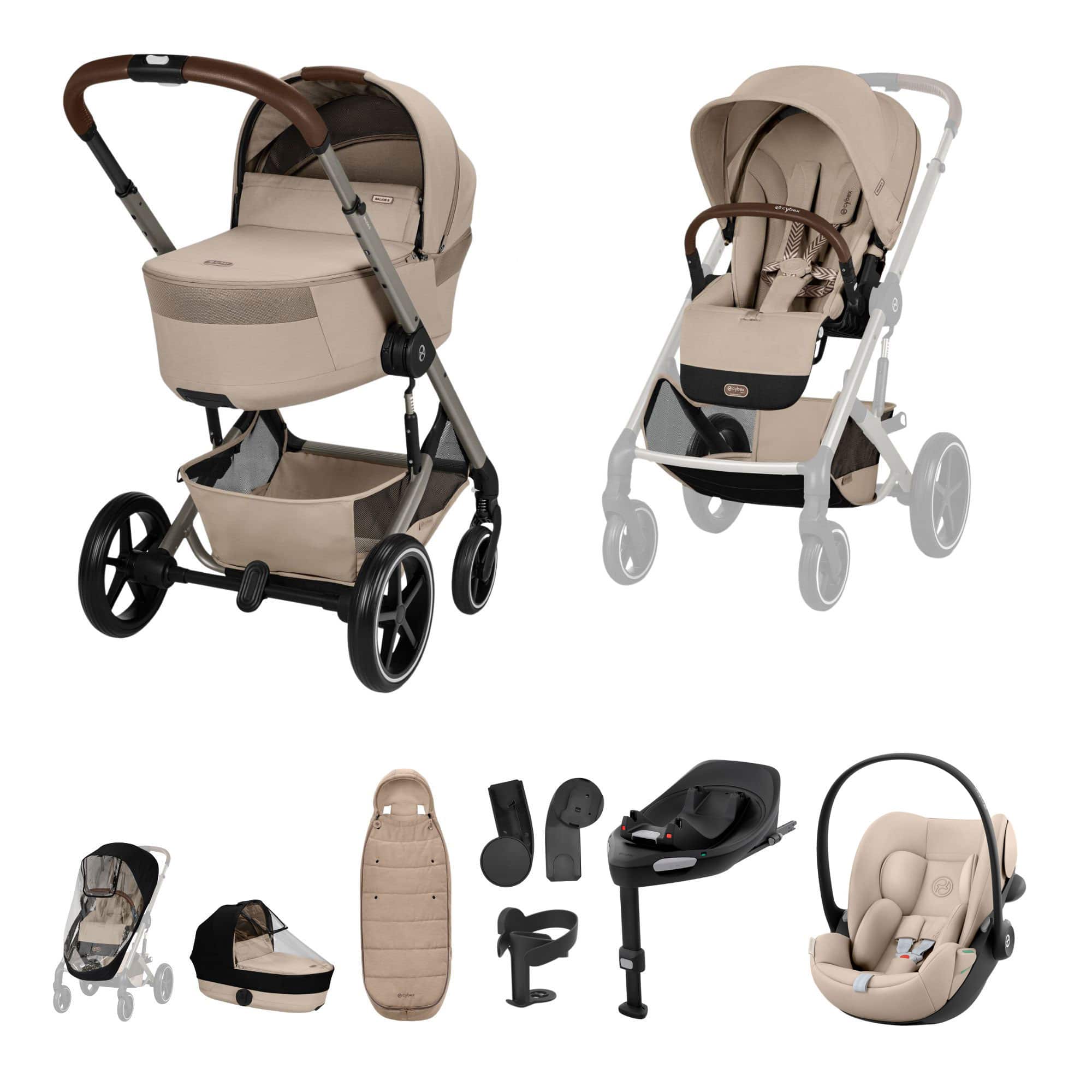 Cybex travel systems Cybex Balios S Lux Foldable Carrycot Ultimate Travel System - Almond Beige 23053-BAL-ULT-ALM-1
