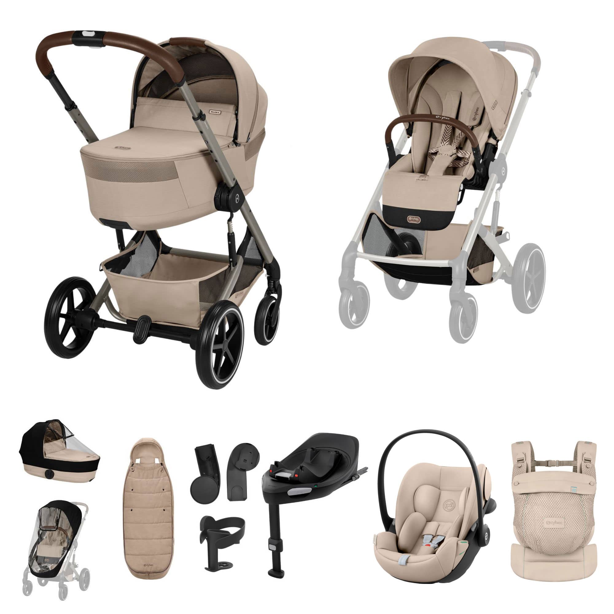 Cybex travel systems Cybex Balios S Lux Foldable Carrycot Ultimate Travel System - Almond Beige 23053-BAL-ULT-ALM-2