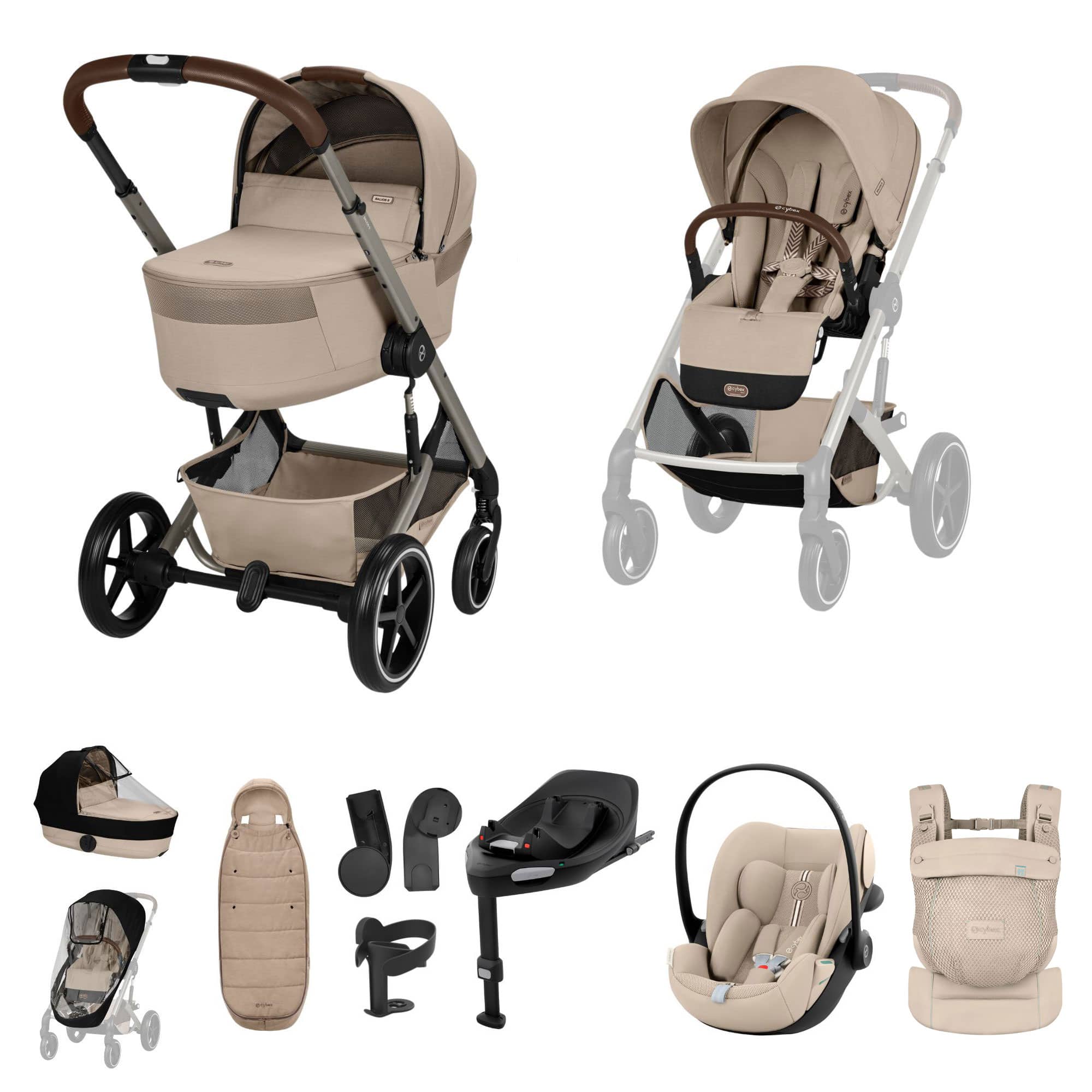 Cybex travel systems Cybex Balios S Lux Foldable Carrycot Ultimate Travel System - Almond Beige 23053-BAL-ULT-PLUS-ALM-2