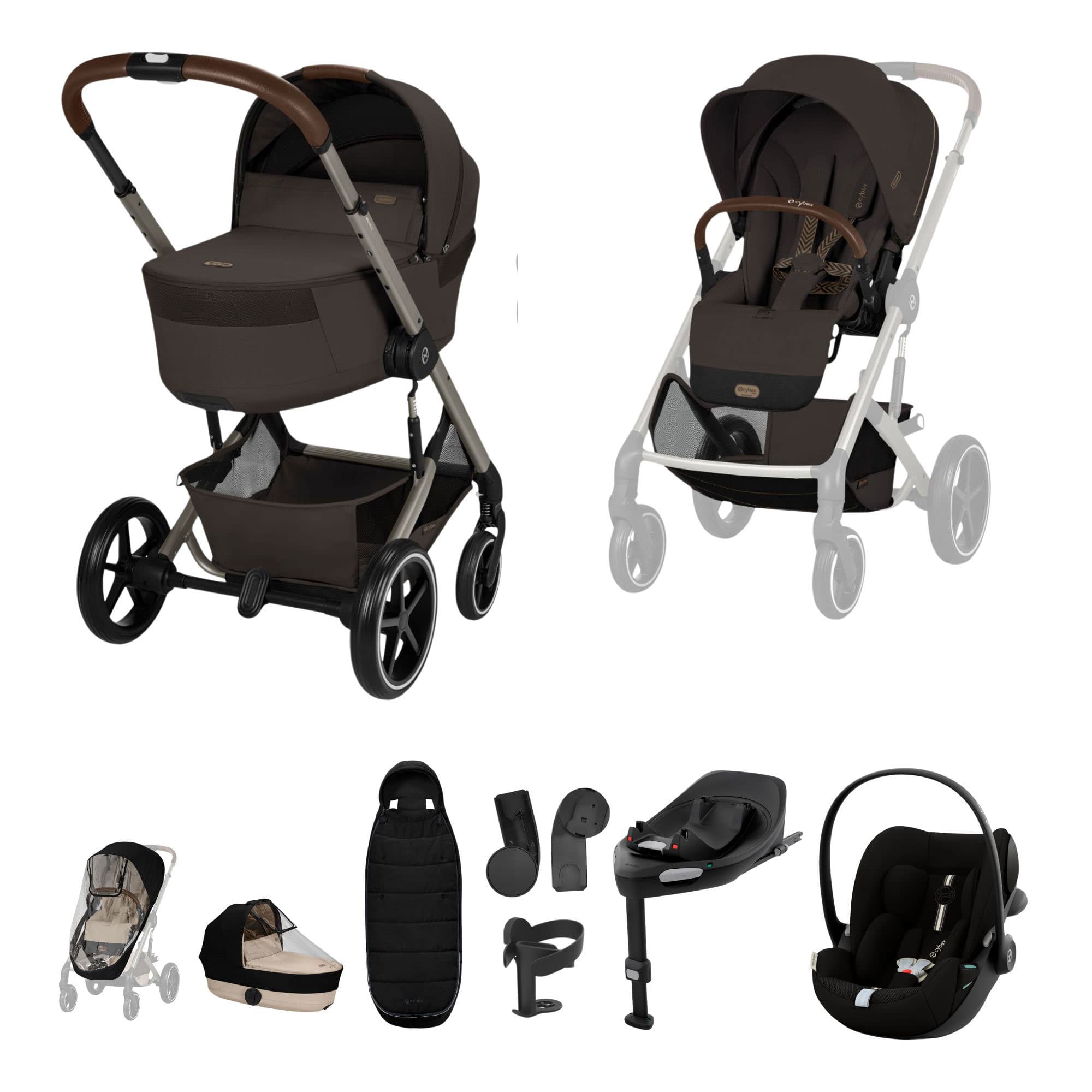 Cybex travel systems Cybex Balios S Lux Foldable Carrycot Ultimate Travel System - Chocolate Brown 23053-BAL-ULT-PLUS-CHO-1