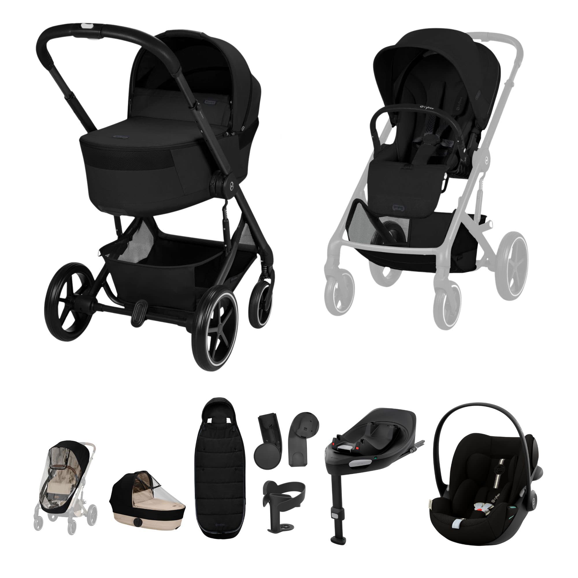 Cybex travel systems Cybex Balios S Lux Foldable Carrycot Ultimate Travel System - Moon Black 23053-BAL-ULT-PLUS-BLK-1