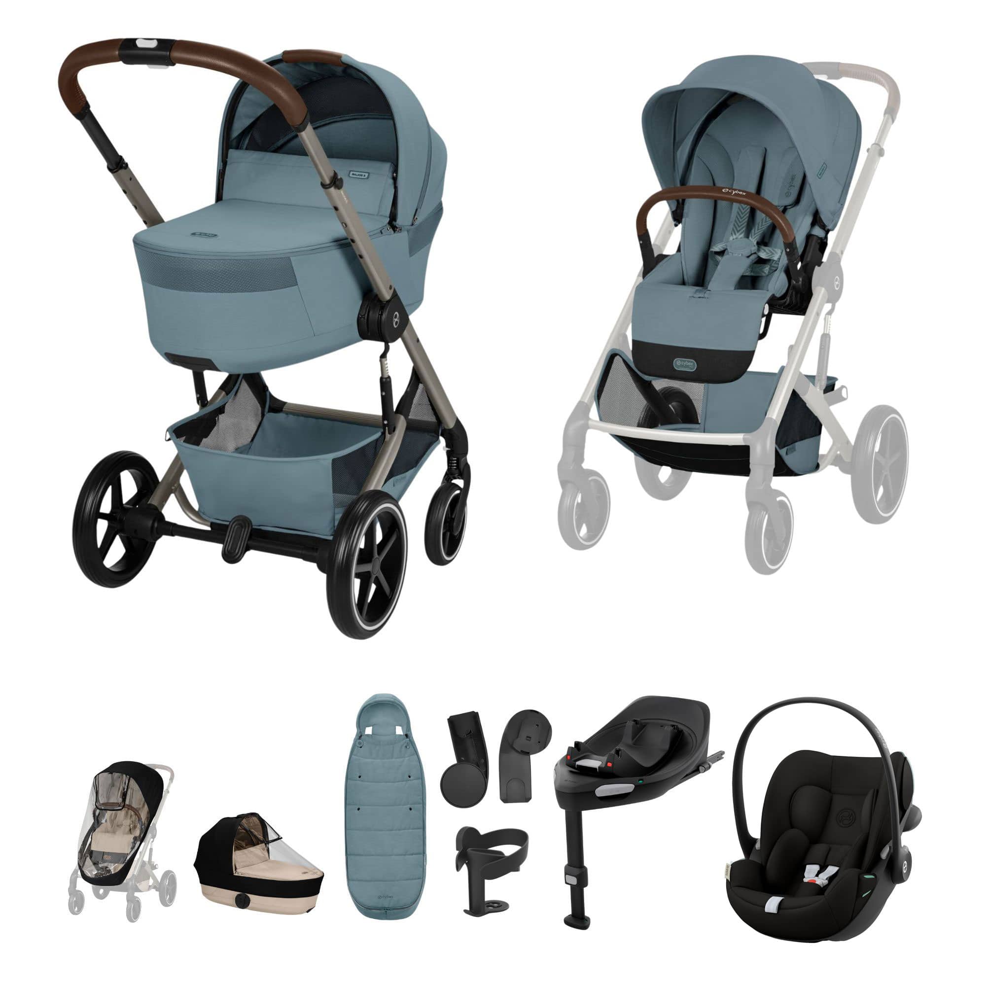 Cybex travel systems Cybex Balios S Lux Foldable Carrycot Ultimate Travel System - Stormy Blue 23053-BAL-ULT-STO-1