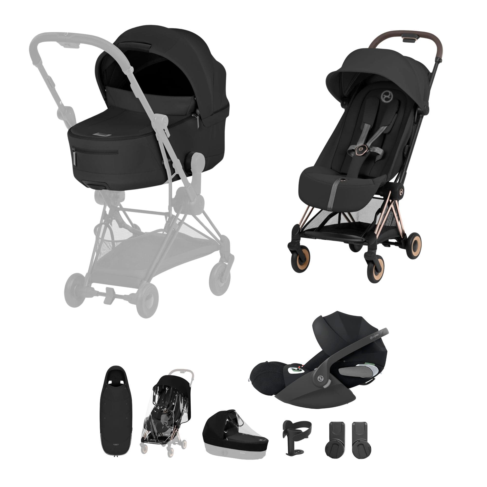 Cybex travel systems Cybex Coya Ultimate Accessory Bundle - Comfort Collection - Sepia Black 22045-RG-BLK-1