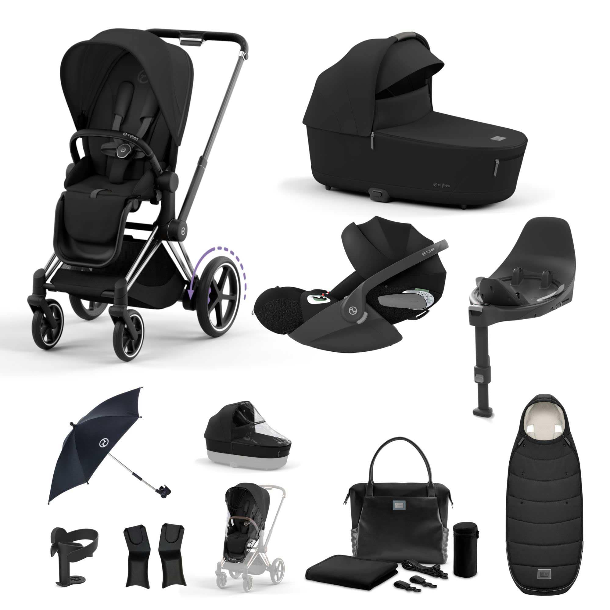 Cybex travel systems Cybex e-Priam Travel System With Cloud T - Sepia Black 19710-EP-CHR-SEP-BLK