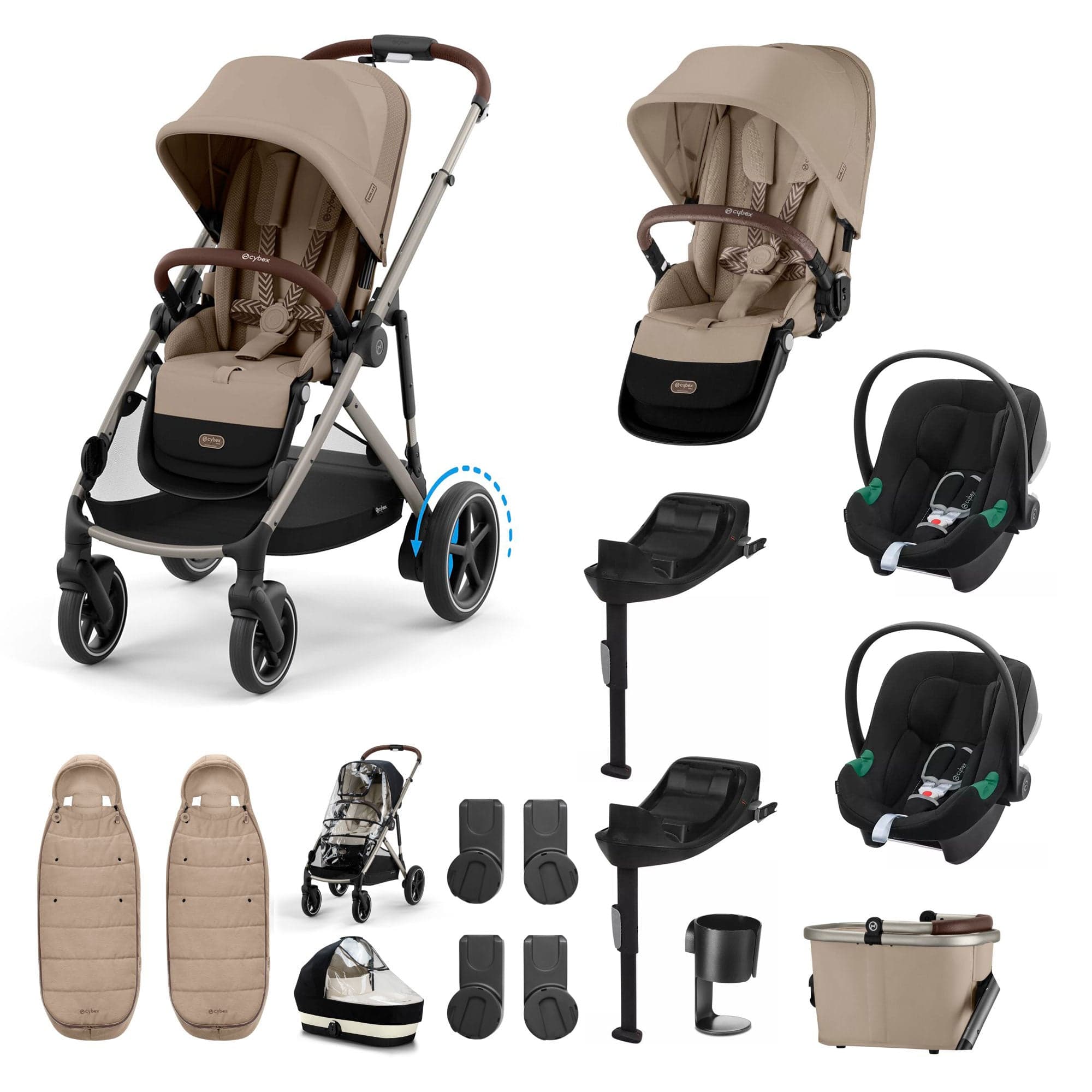 Cybex travel systems Cybex eGazelle S Twin Comfort Pushchair Bundle - Almond Beige