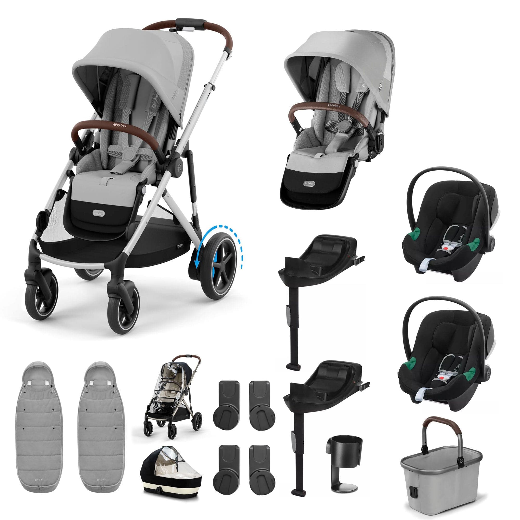 Cybex travel systems Cybex eGazelle S Twin Comfort Pushchair Bundle - Stone Grey