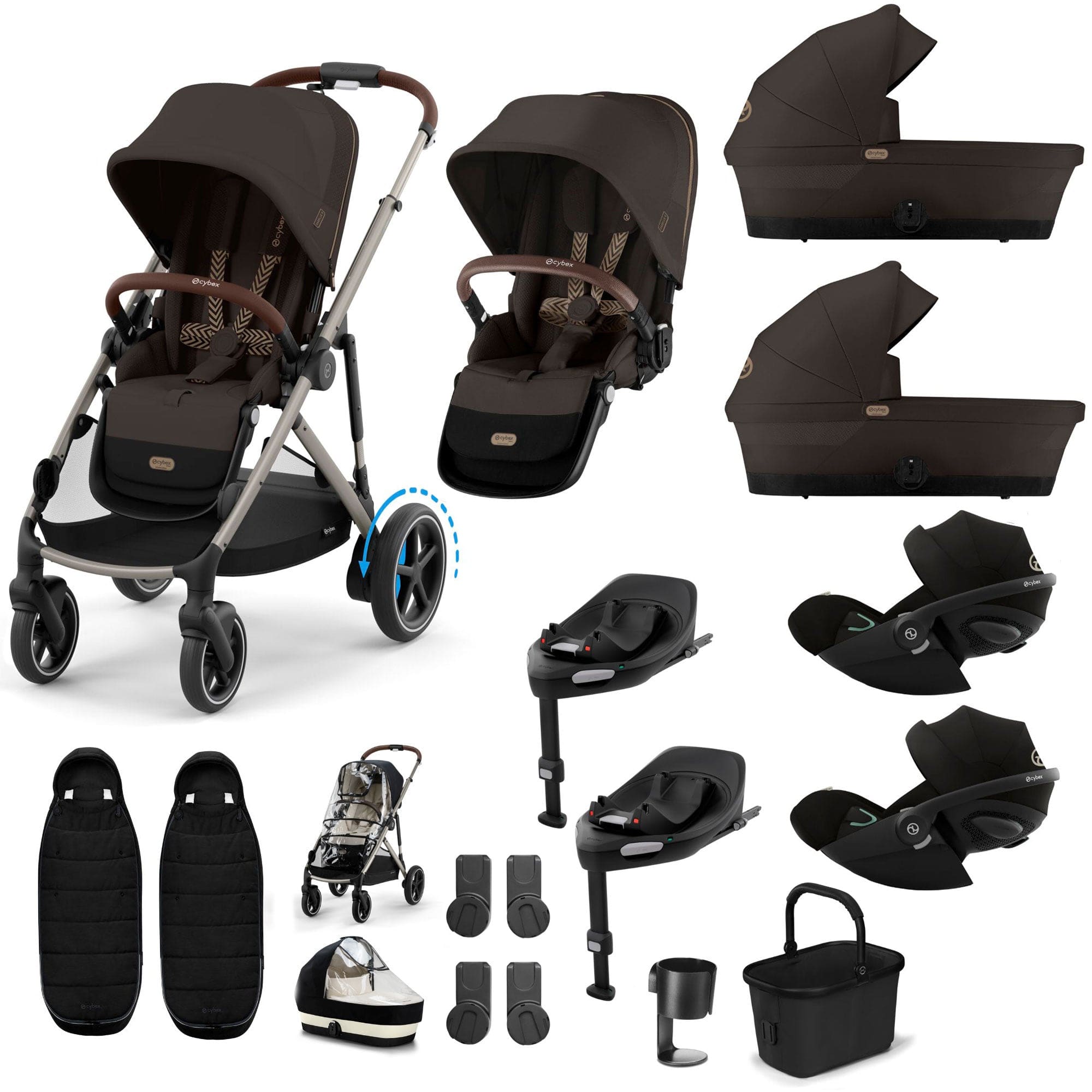 Cybex travel systems Cybex eGazelle S Twin Luxury Pushchair Bundle - Chocolate Brown 21093-TWN-eLUX-CHO-7