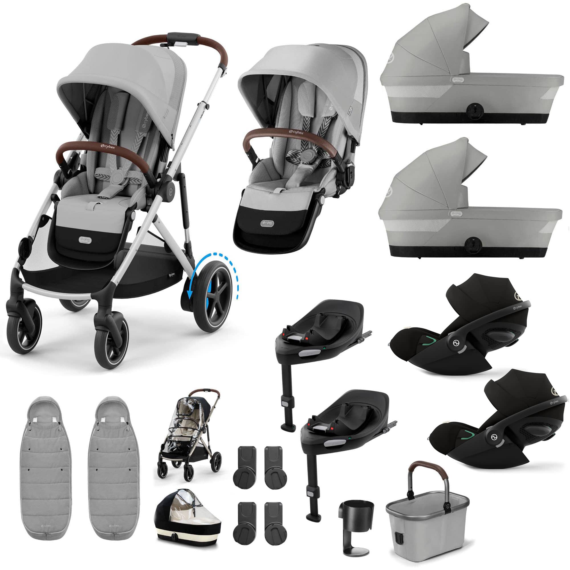 Cybex travel systems Cybex eGazelle S Twin Luxury Pushchair Bundle - Stone Grey 21085-TWN-eLUX-GRY-5