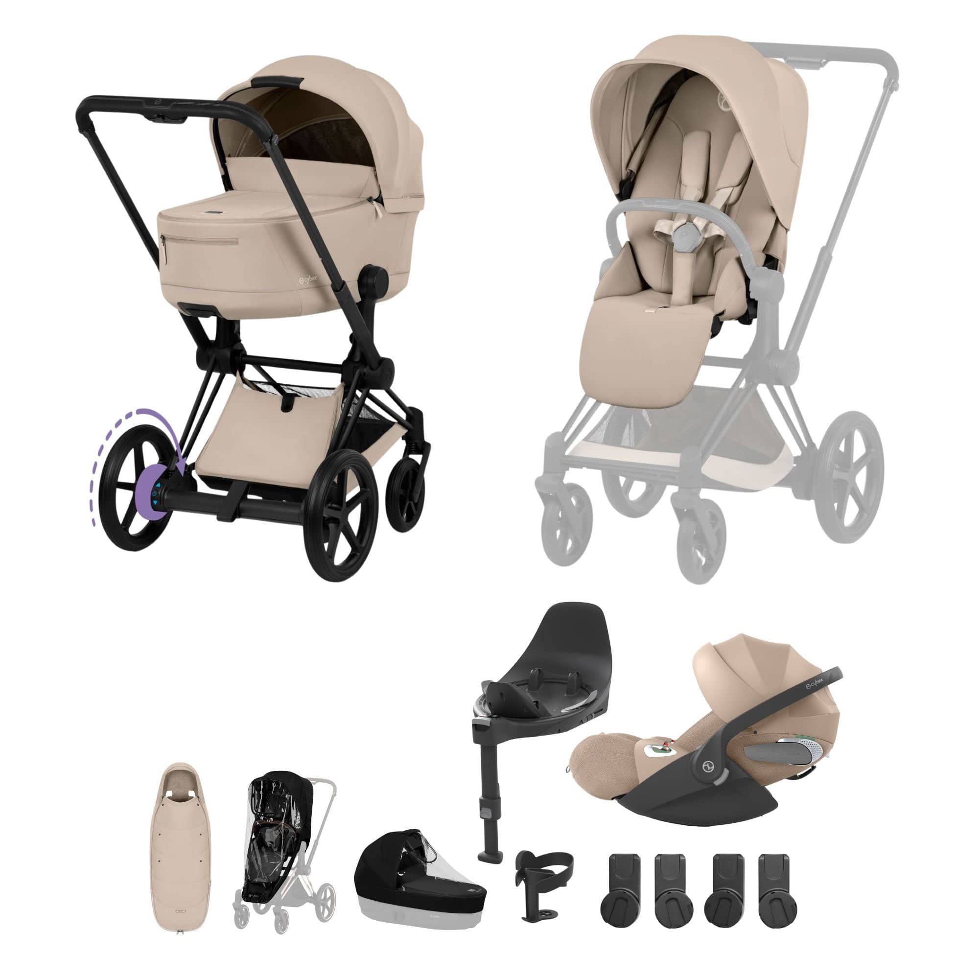 Cybex travel systems Cybex ePriam Ultimate Accessory Bundle - Comfort Collection - Cozy Beige 21971-MB-COZ-BEI-1
