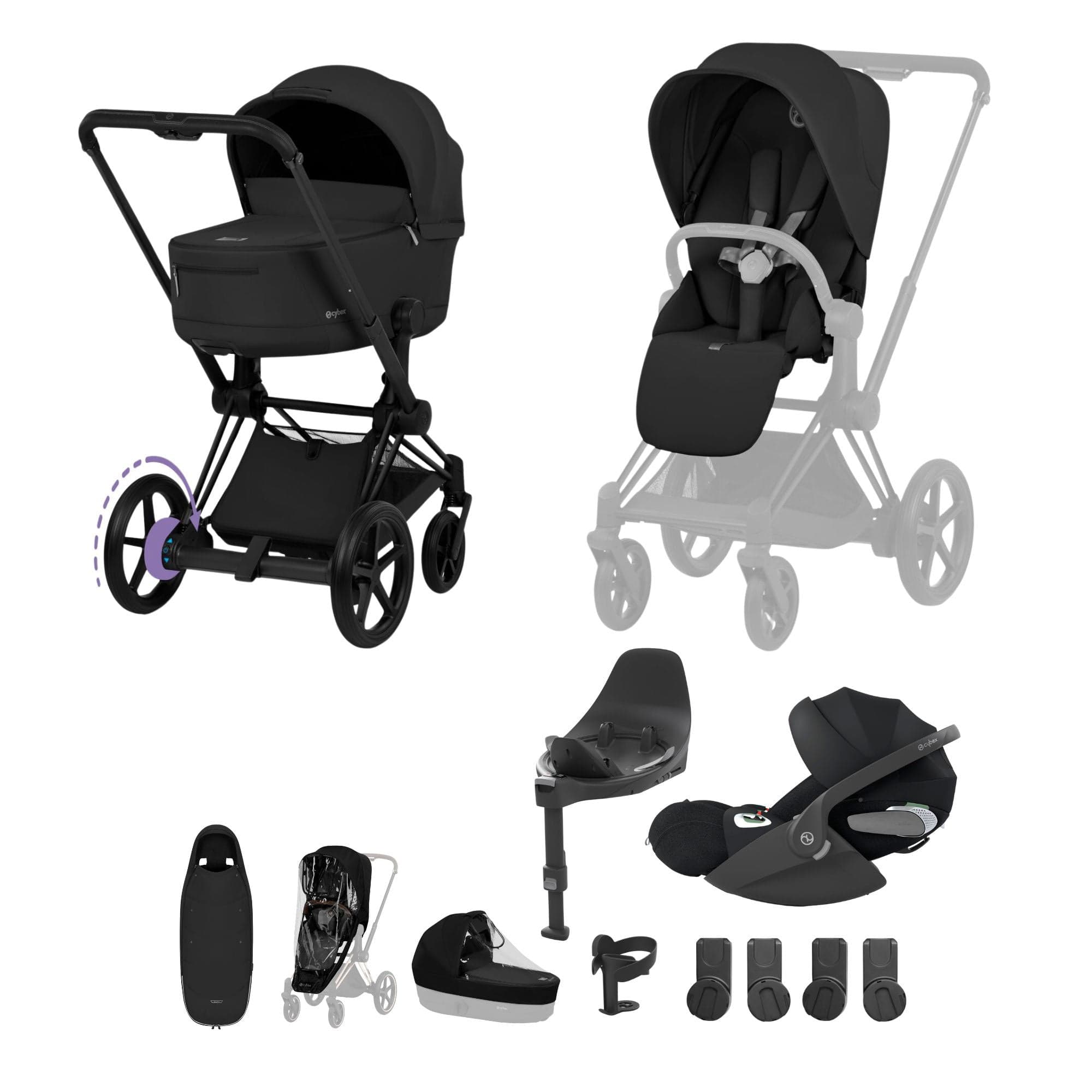 Cybex travel systems Cybex ePriam Ultimate Accessory Bundle - Comfort Collection - Sepia Black 21971-MB-BLK-1