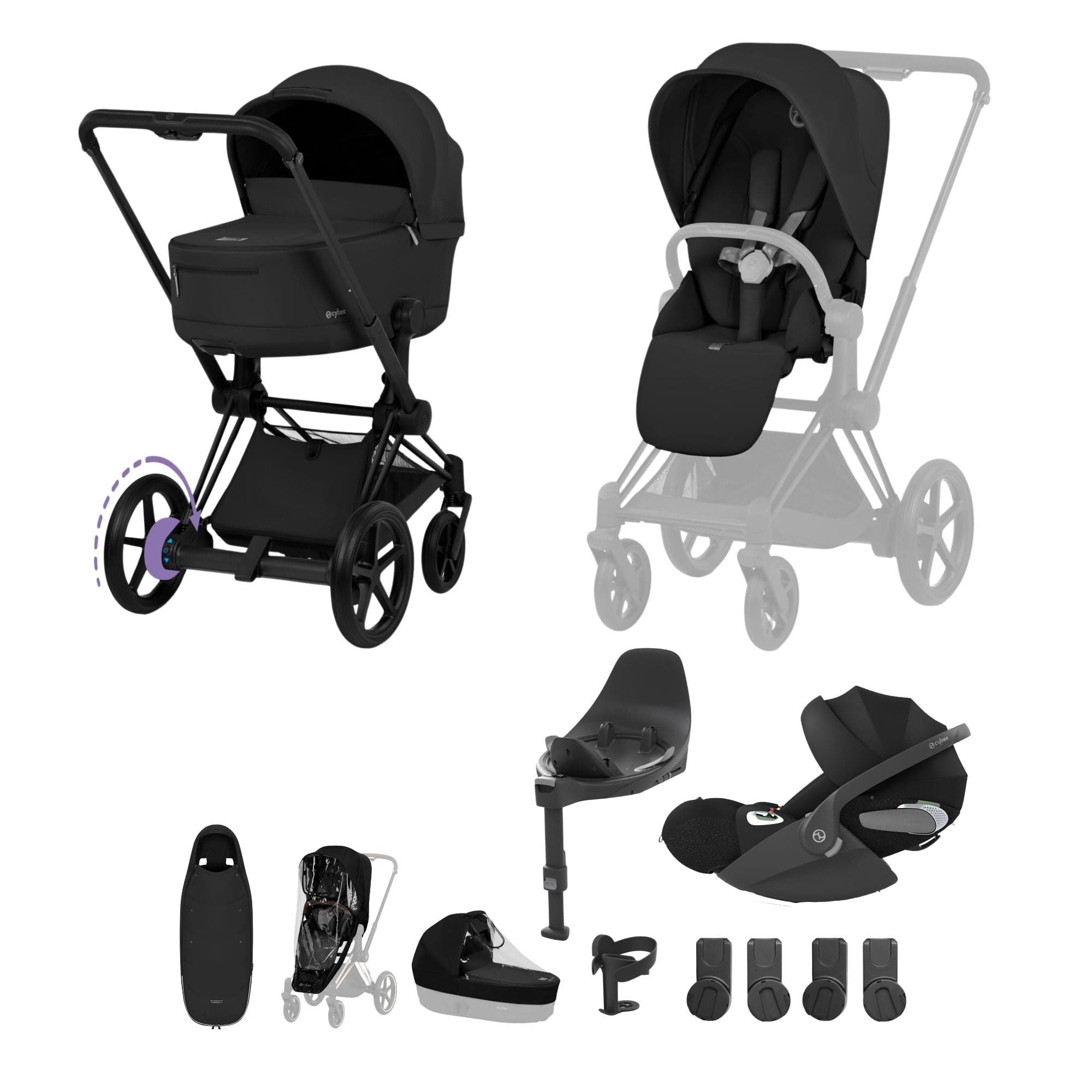Cybex travel systems Cybex ePriam Ultimate Accessory Bundle - Comfort Collection - Sepia Black 21971-MB-BLK