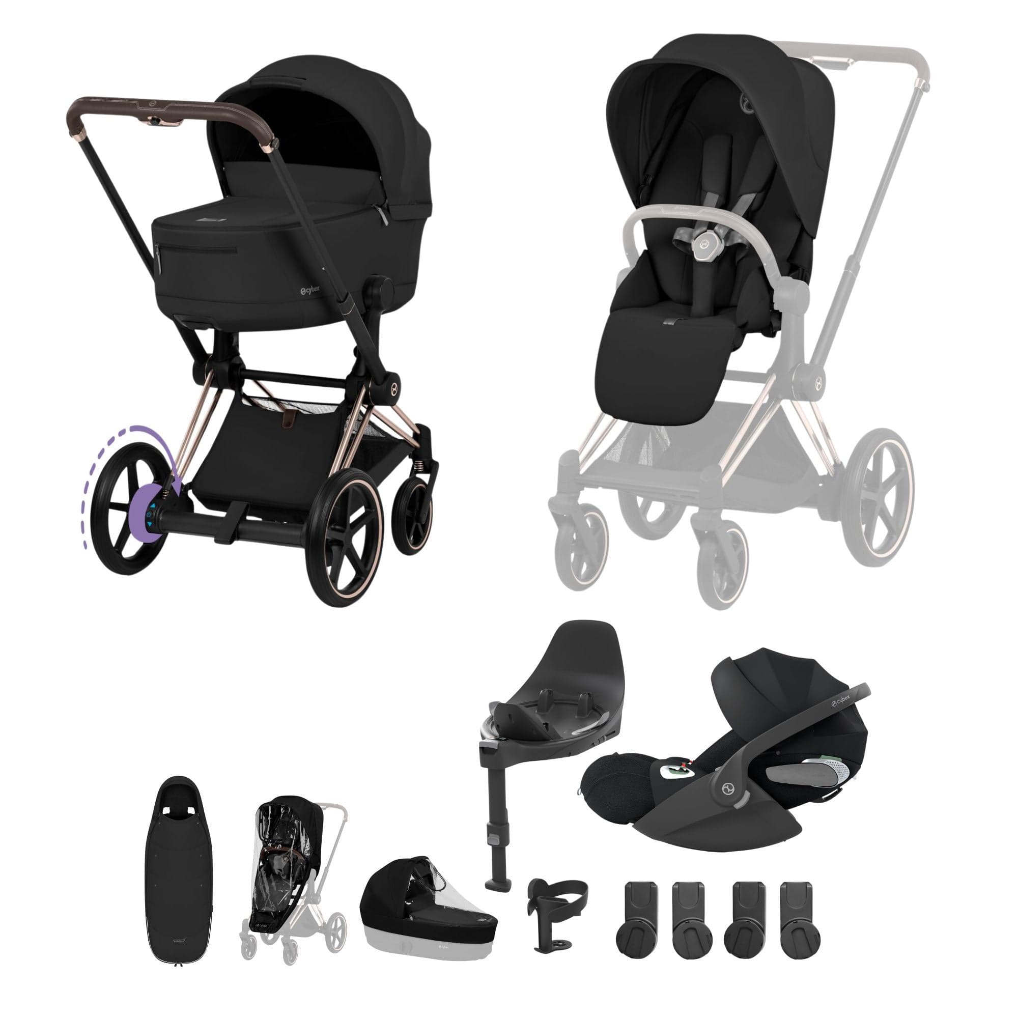 Cybex travel systems Cybex ePriam Ultimate Accessory Bundle - Comfort Collection - Sepia Black 21971-RG-BLK-1