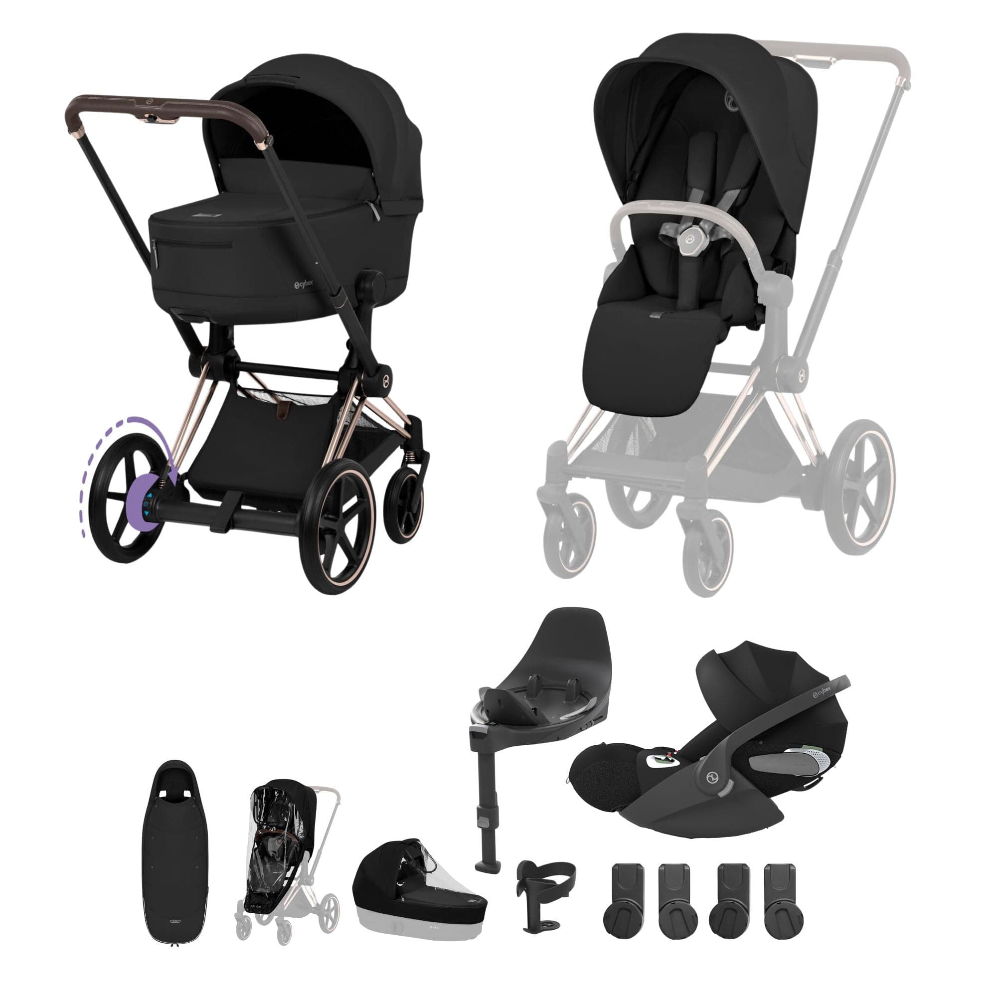 Cybex travel systems Cybex ePriam Ultimate Accessory Bundle - Comfort Collection - Sepia Black 21971-RG-BLK
