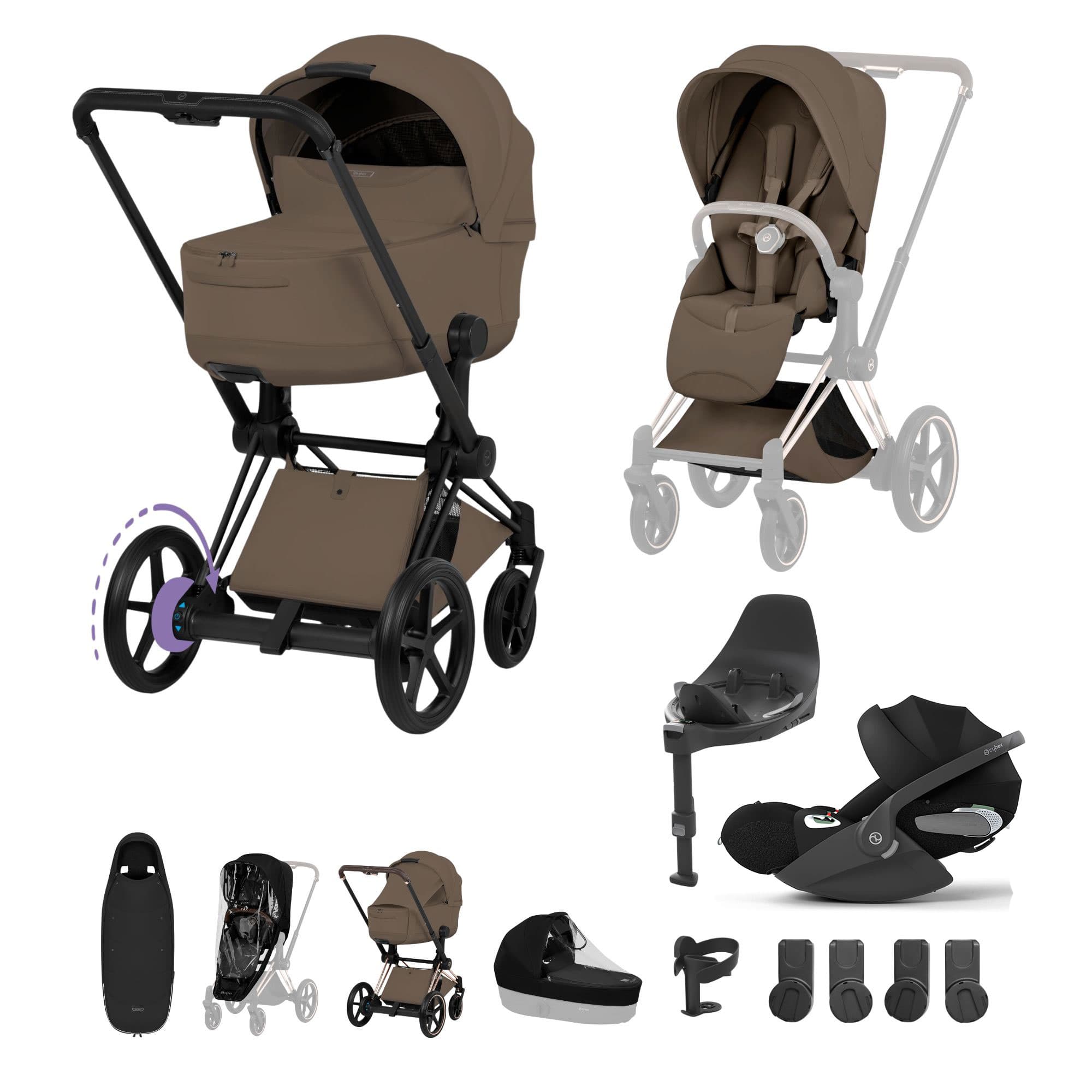 Cybex travel systems Cybex ePriam Ultimate Accessory  Bundle - Style Collection - Coconut Brown 21921-MB-NUT-BRN