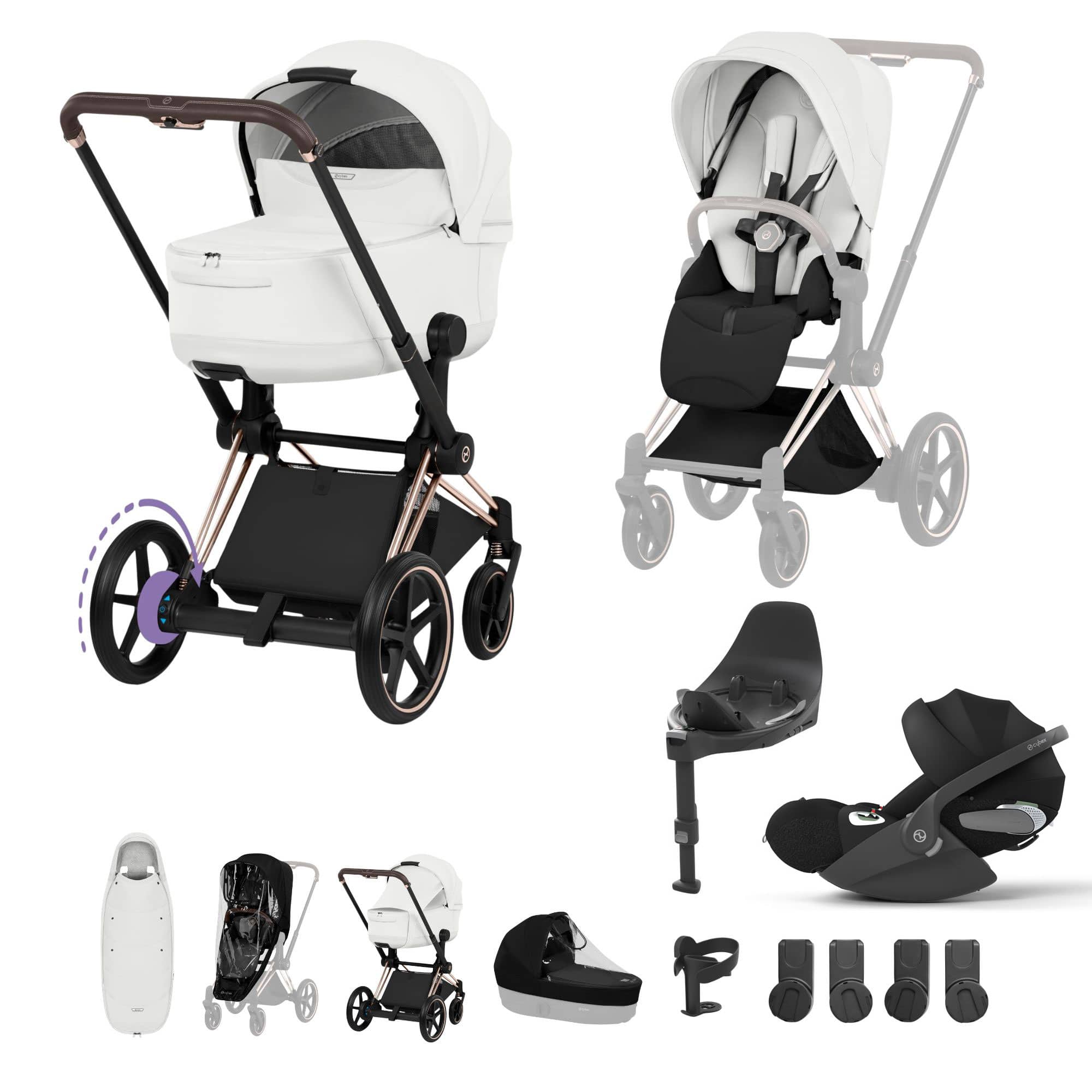 Cybex travel systems Cybex ePriam Ultimate Accessory  Bundle - Style Collection - Off White 21921-RG-OFF-WHT
