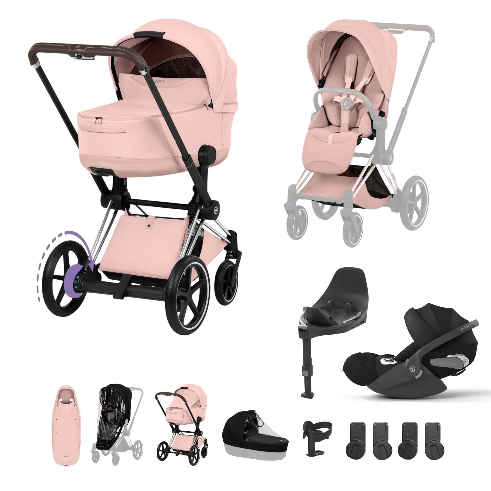 Cybex travel systems Cybex ePriam Ultimate Accessory  Bundle - Style Collection - Peach Pink 21921-CB-PEA-PNK