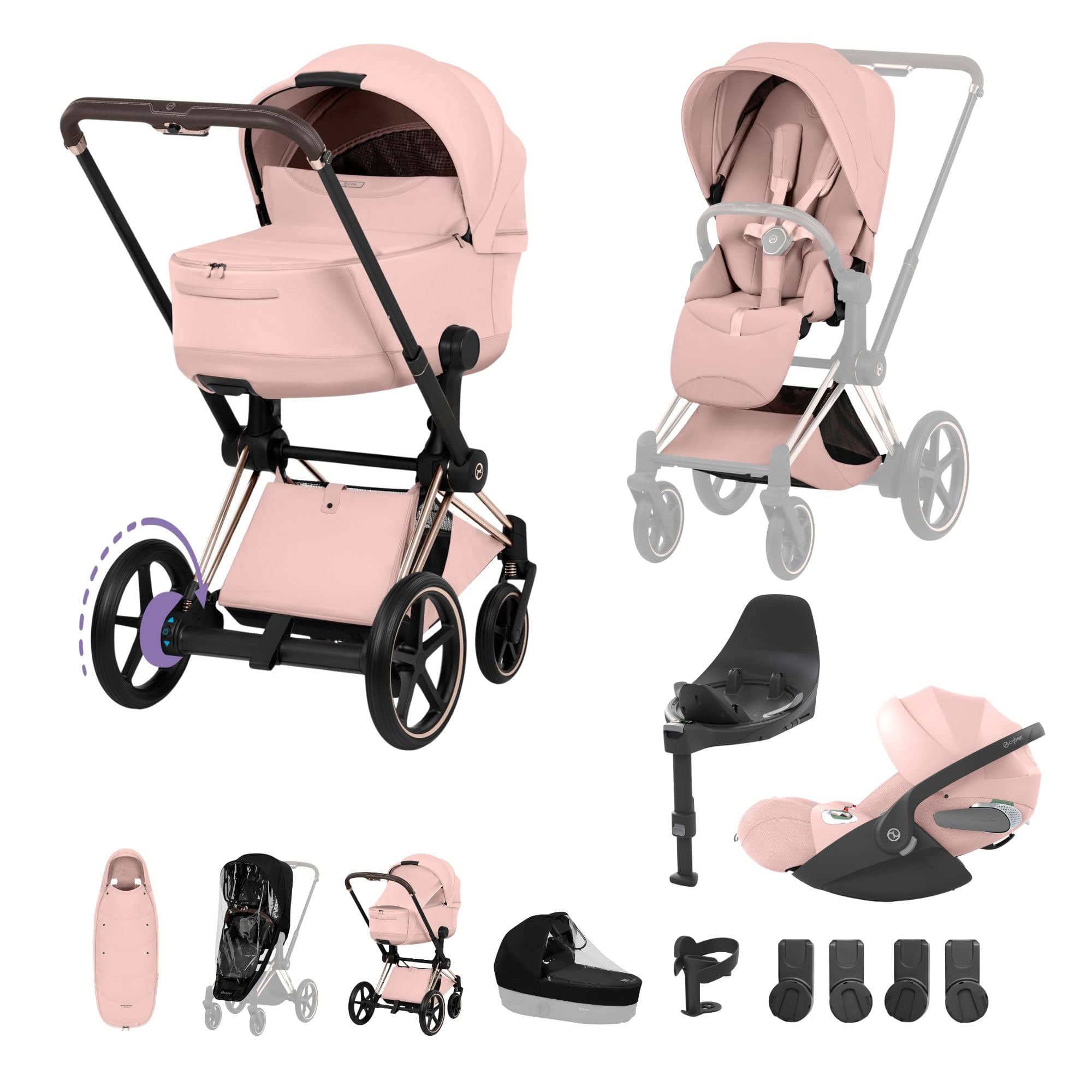 Cybex travel systems Cybex ePriam Ultimate Accessory  Bundle - Style Collection - Peach Pink 21921-RG-PEA-PNK-1