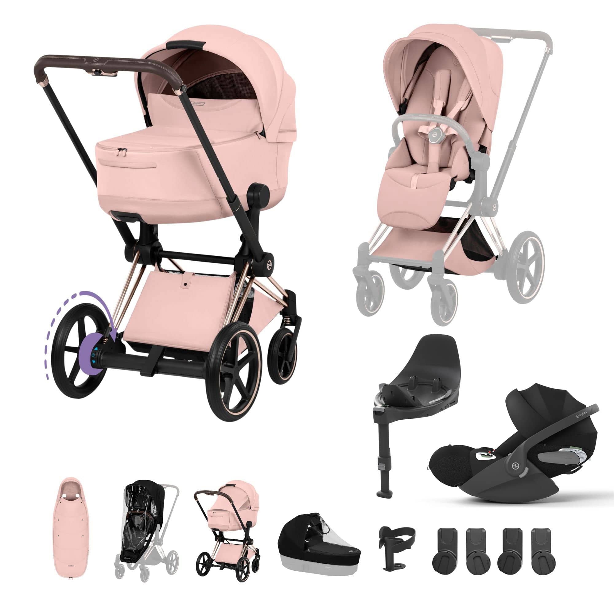 Cybex travel systems Cybex ePriam Ultimate Accessory  Bundle - Style Collection - Peach Pink 21921-RG-PEA-PNK