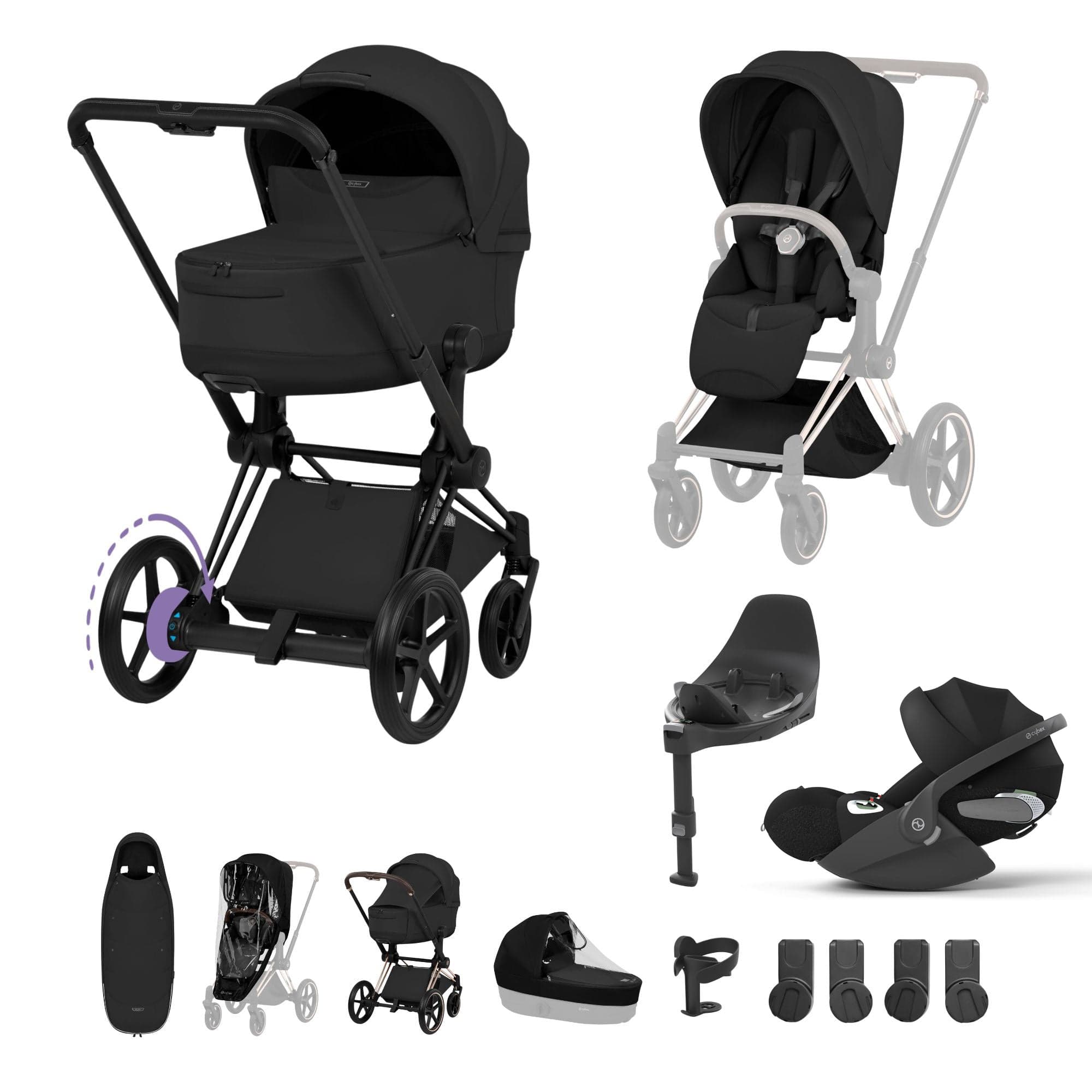 Cybex travel systems Cybex ePriam Ultimate Accessory Bundle - Style Collection - Sepia Black 21921-MB-BLK