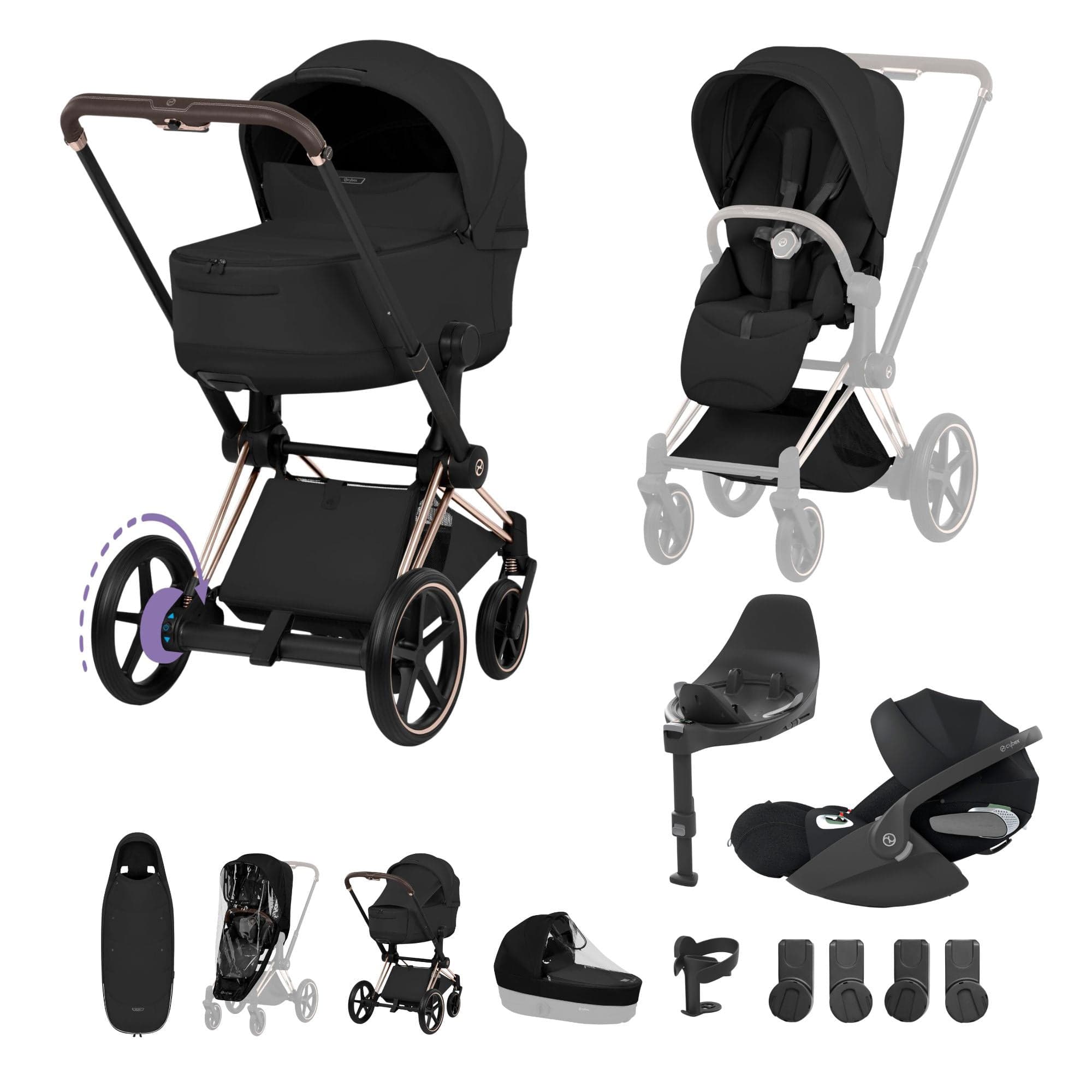 Cybex travel systems Cybex ePriam Ultimate Accessory Bundle - Style Collection - Sepia Black 21921-RG-BLK-1