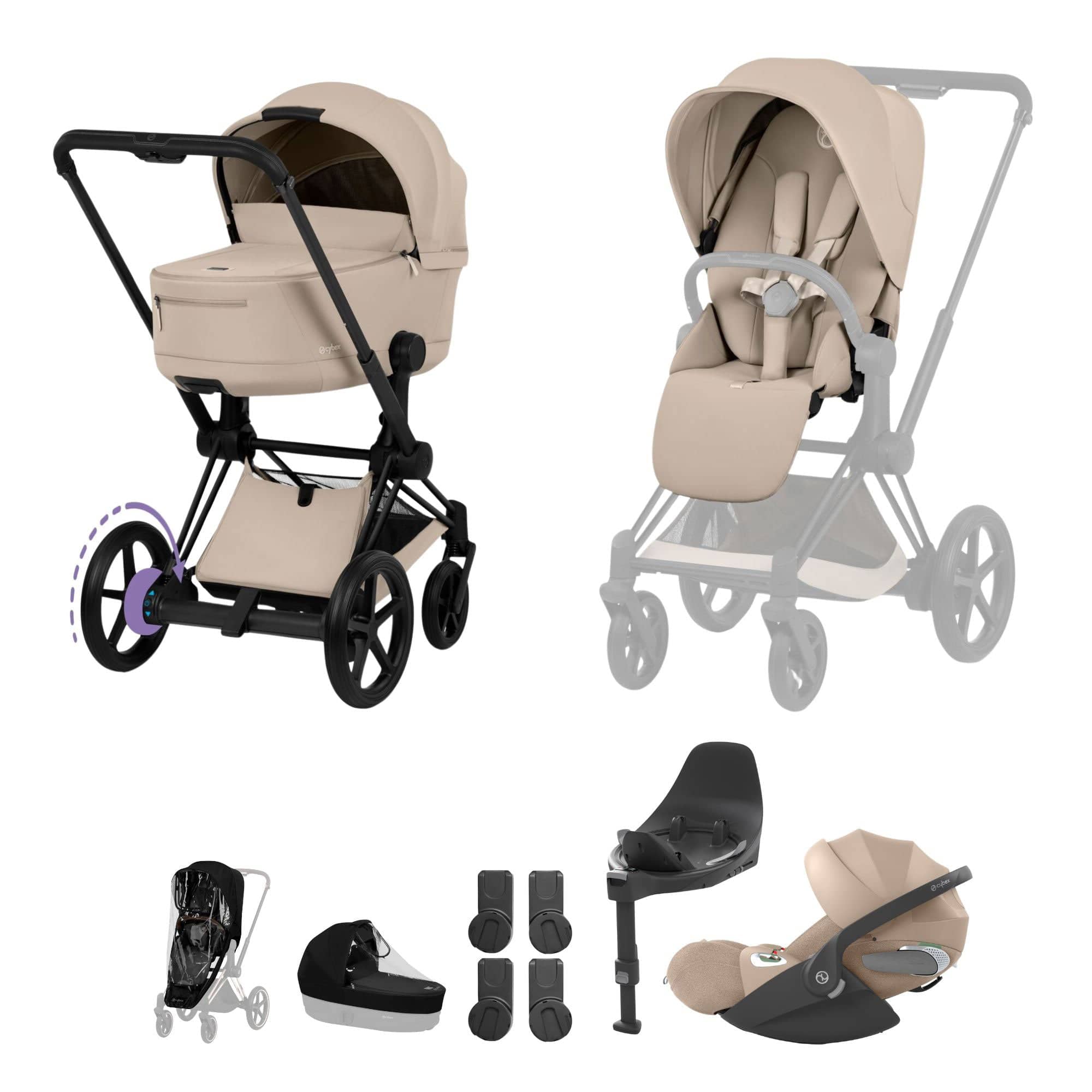 Cybex travel systems Cybex ePriam Ultimate Bundle - Comfort Collection - Cozy Beige 21963-MB-COZ-BEI-1