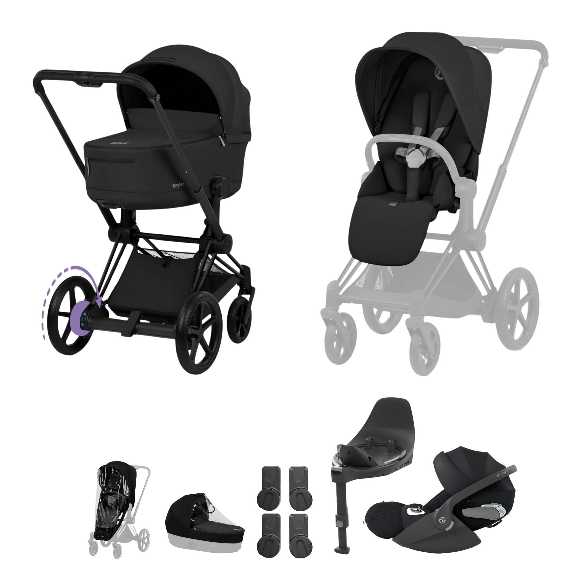 Cybex travel systems Cybex ePriam Ultimate Bundle - Comfort Collection - Sepia Black 21963-MB-BLK-1